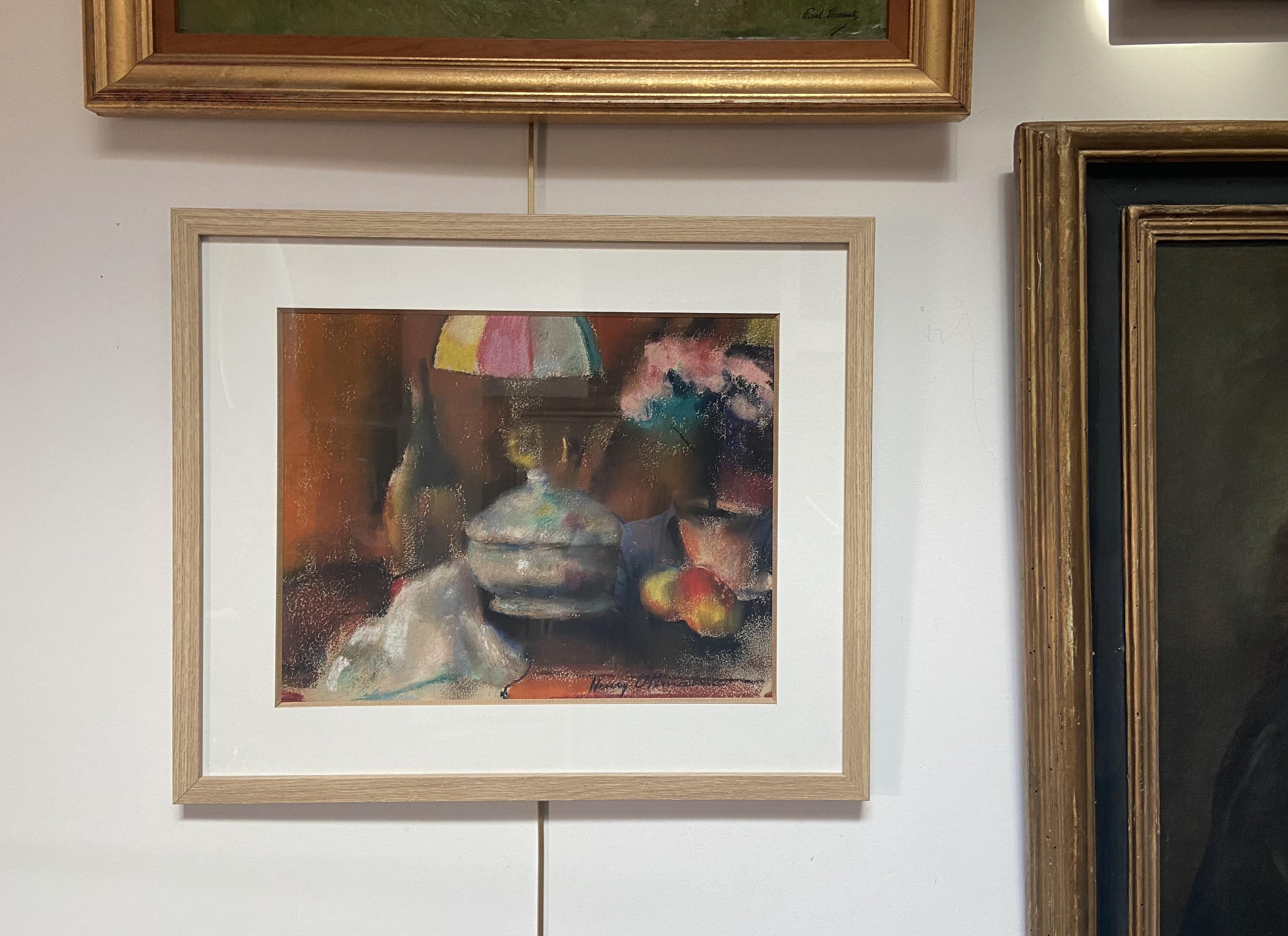 Henri Ottmann (1877-1927) Natura morta con lampada , pastello firmato in vendita 9
