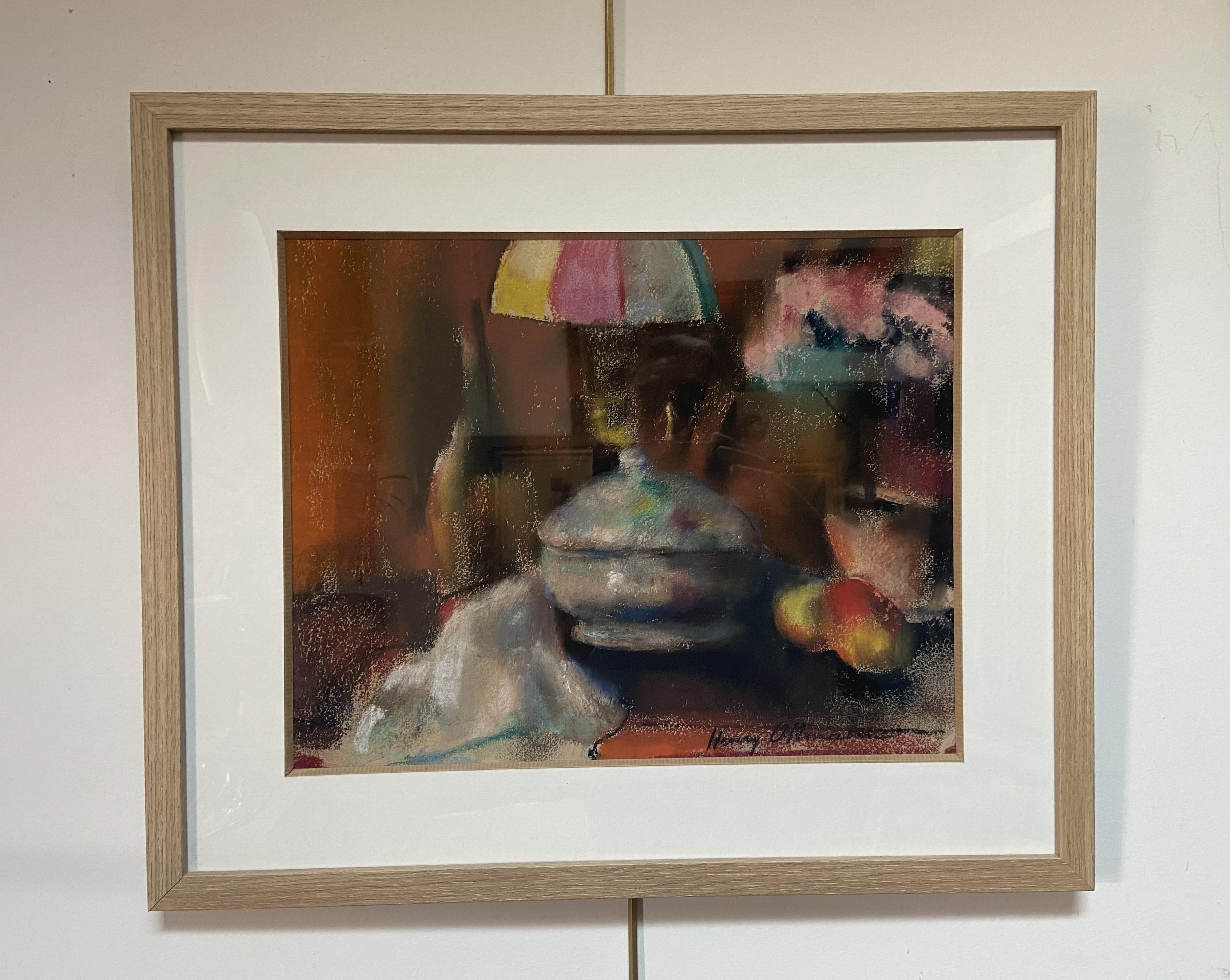 Henri Ottmann (1877-1927) Natura morta con lampada , pastello firmato in vendita 8