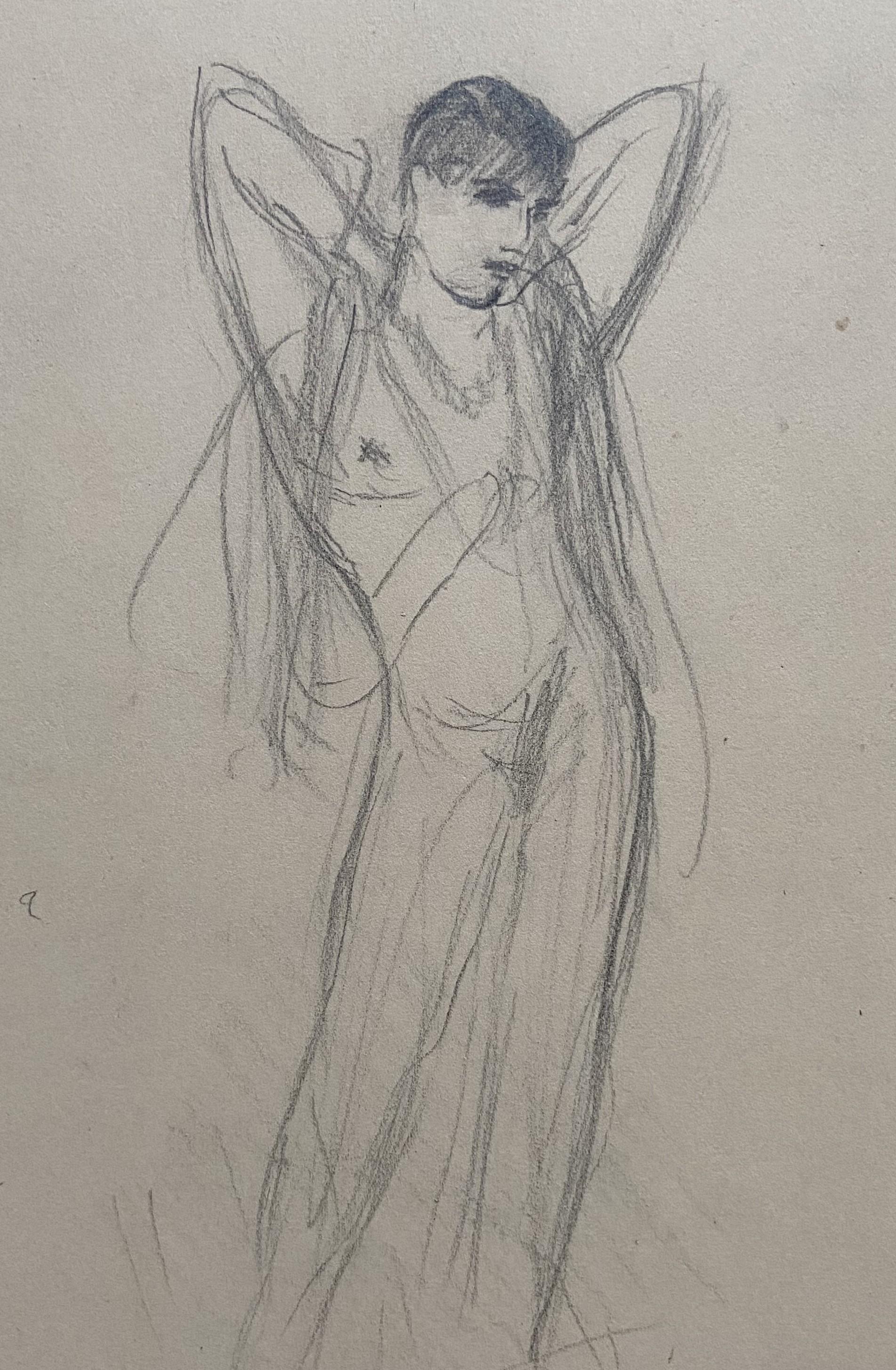 Marcel Vertès (1895-1961) 
A Music hall artist, 
signed lower right and dedicated "à monsieur Pierre Guastalla bien sympathiquement son confrère Vertès" lower left
Pencil on paper
20.8 x 13.8 cm
framed : 30.5 x 24.5 cm

This little drawing is very