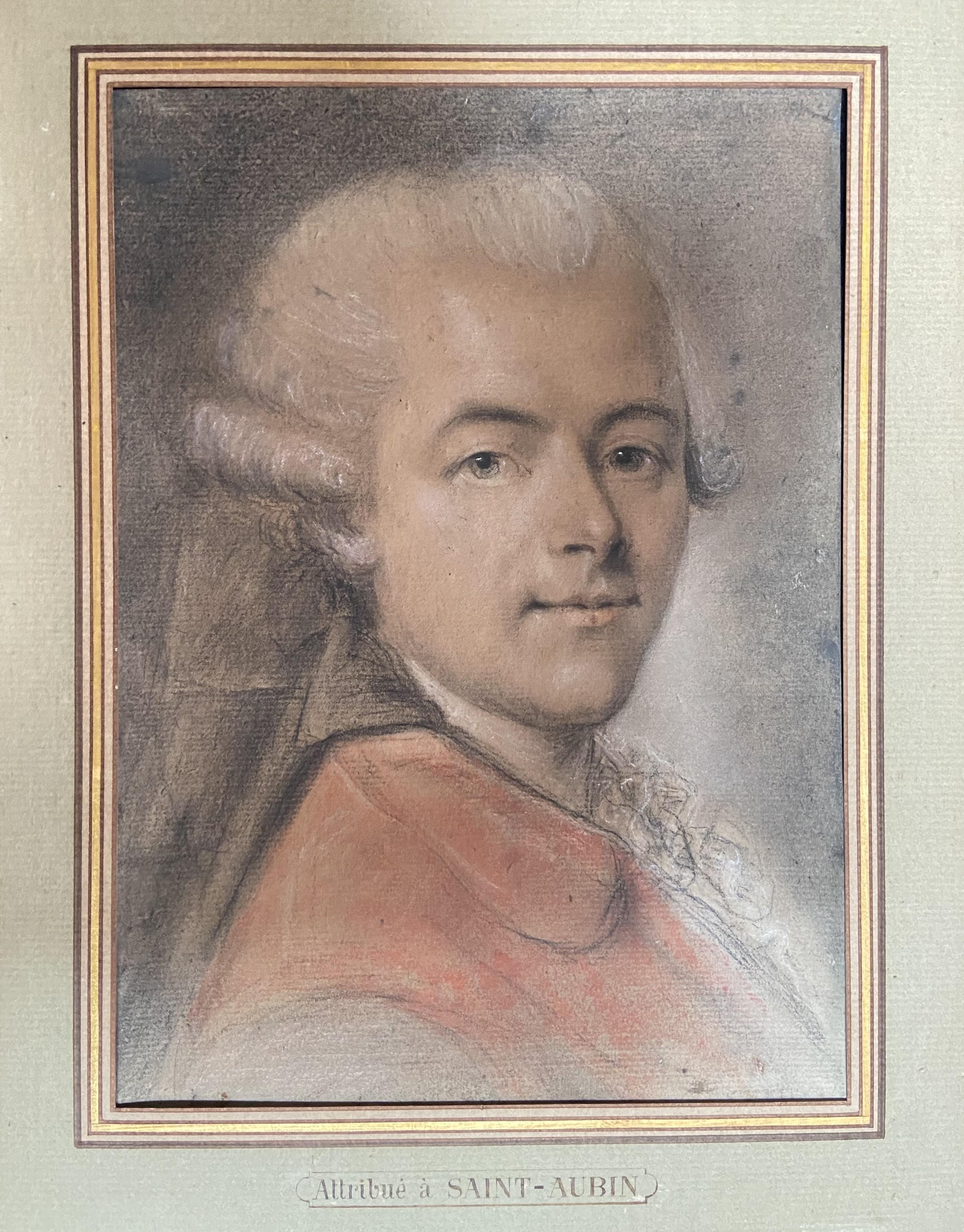 Escuela Francesa Siglo XVIII, Retrato de caballero, pastel - Figurative Art Gris de Unknown