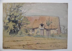 Charles-Victor Guilloux (1866-1946)  A thatched cottage,  Watercolor
