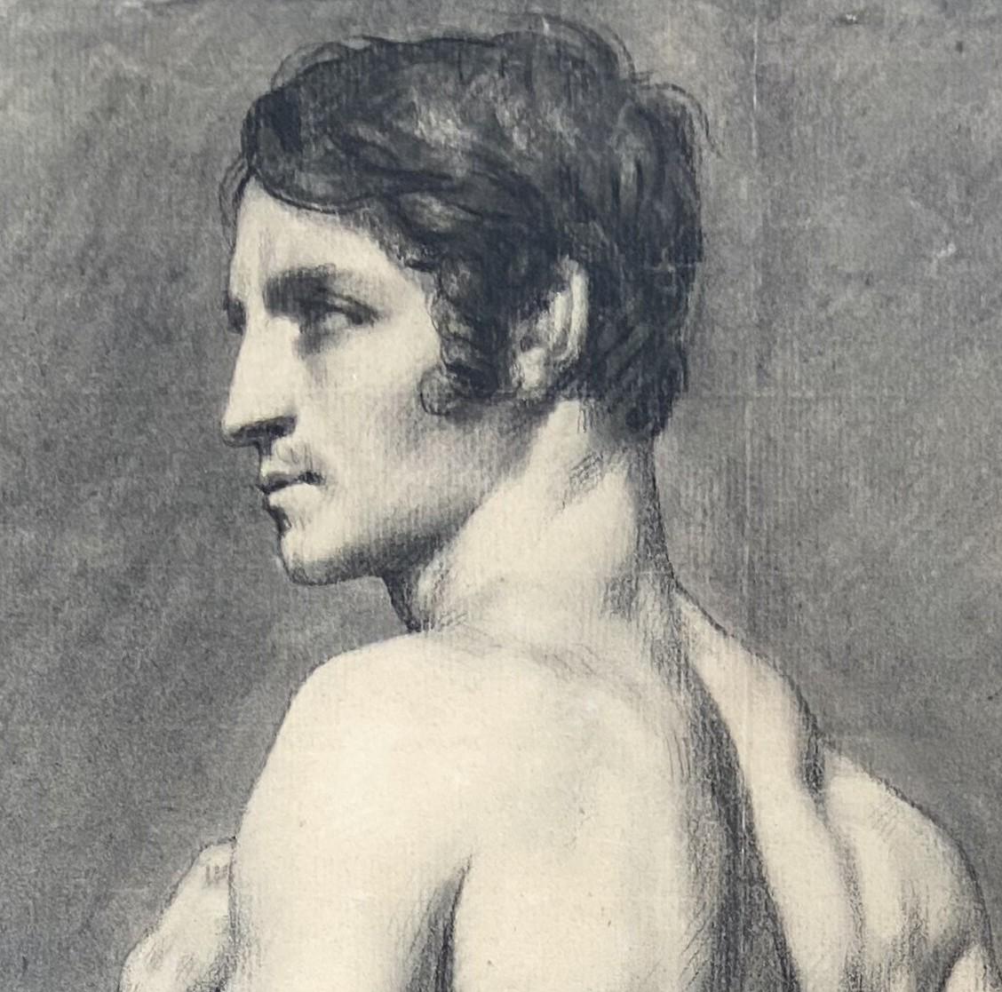 École française du XIXe siècle, Académie d'Homme, Homme nu debout, dessin 8