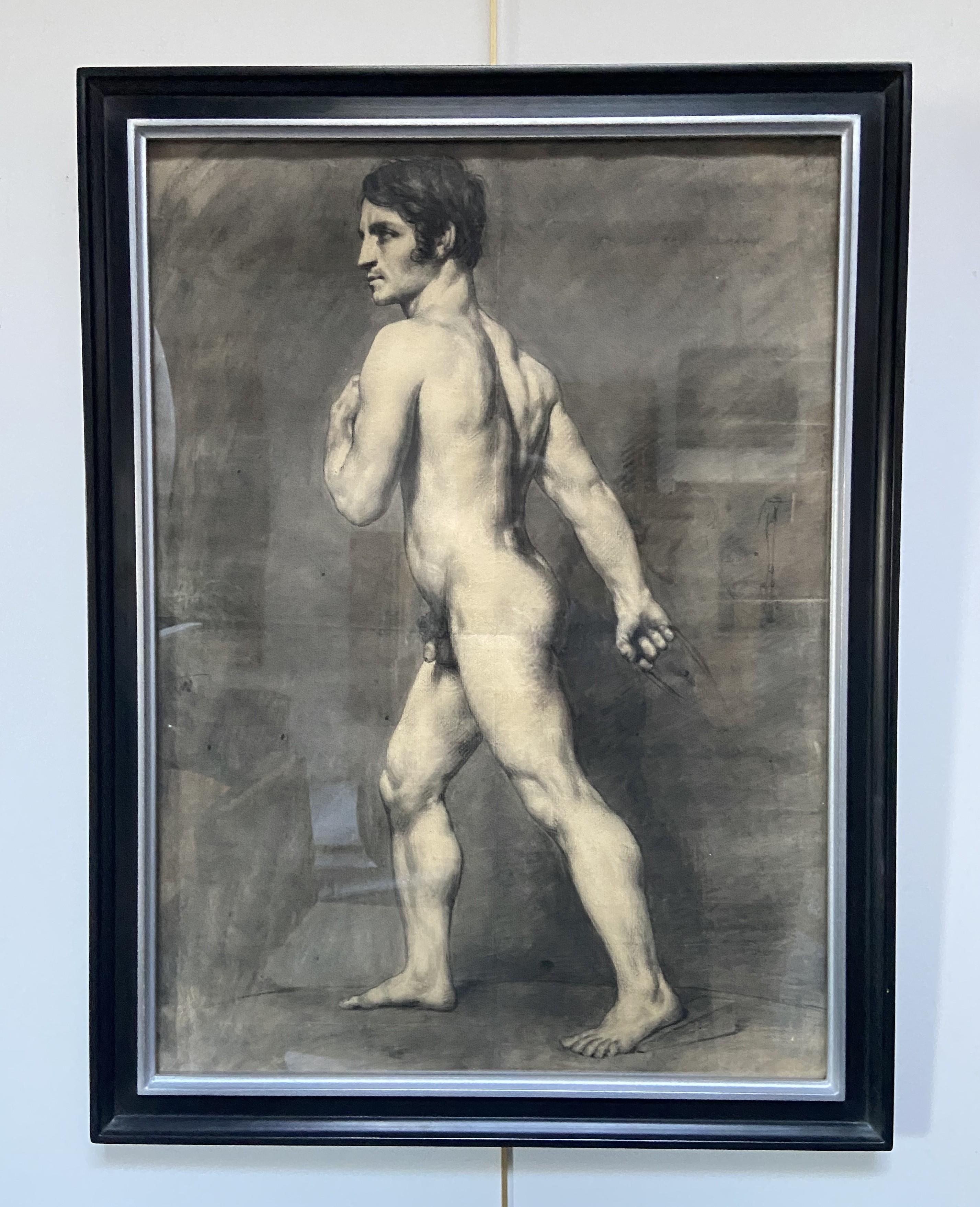 École française du XIXe siècle, Académie d'Homme, Homme nu debout, dessin 7