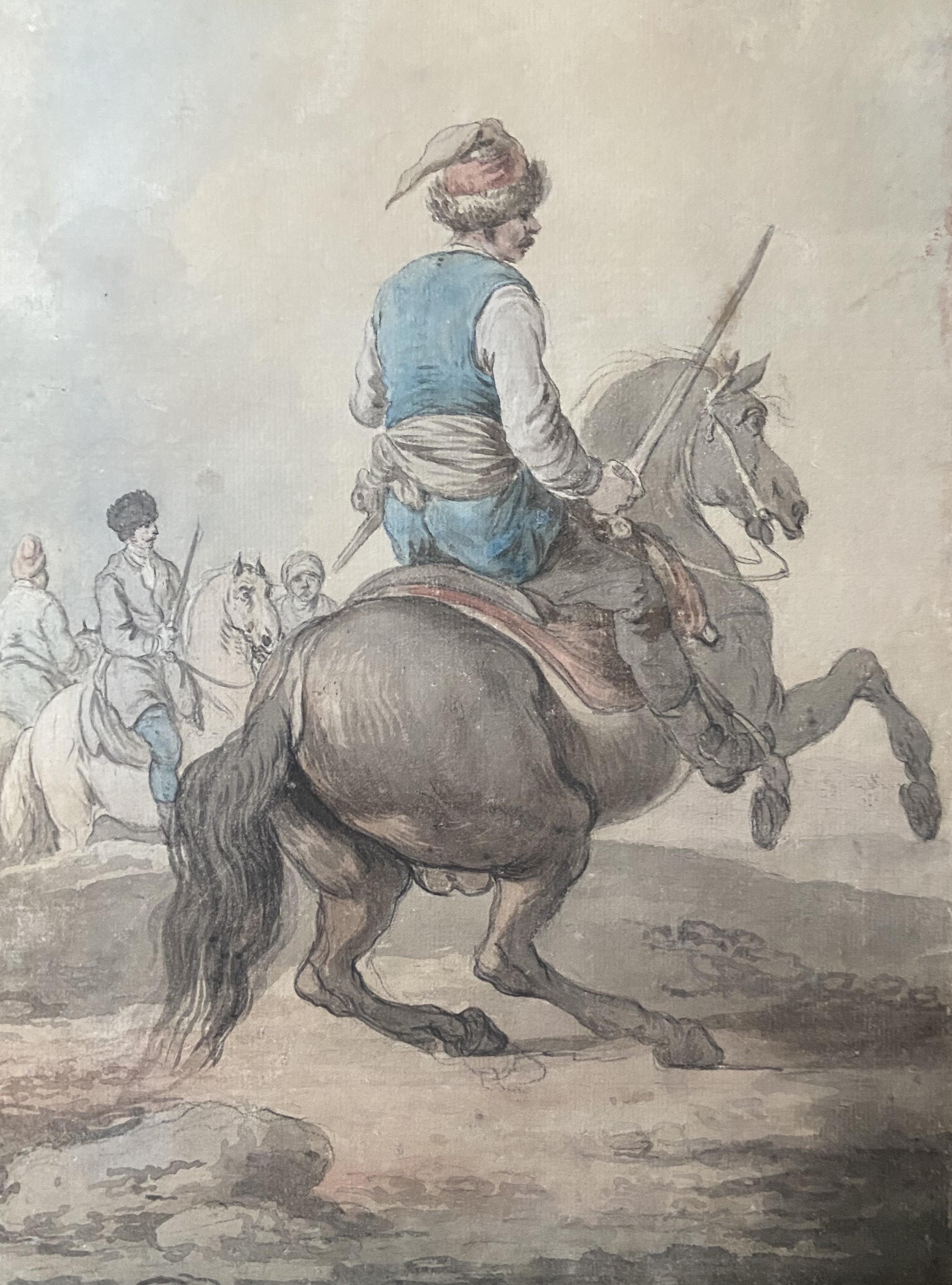 Attributed to Francesco Casanova (1727-1803), A Mamluk fighting , watercolor