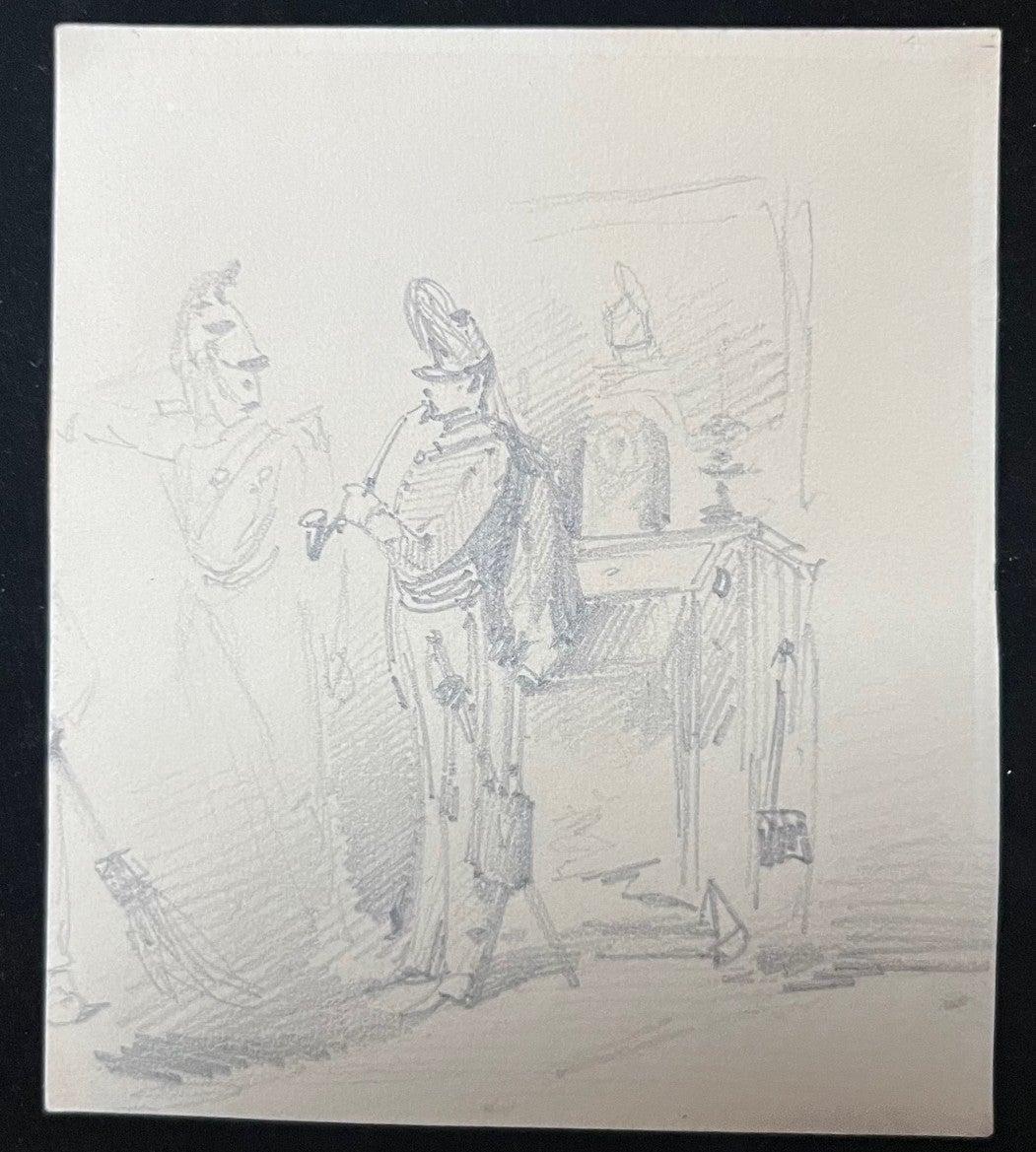 Edouard Detaille (1848 1912) Battles and soldiers, four drawings - Gray Figurative Art by Jean Baptiste Édouard Detaille