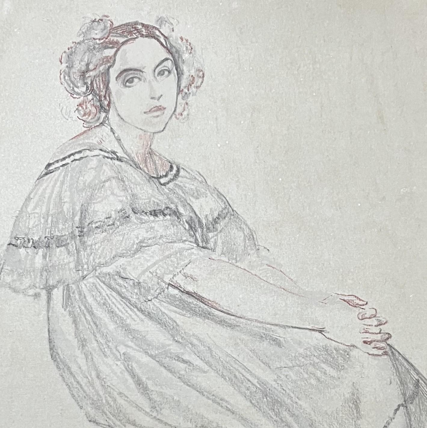 Octave Denis Victor Guillonnet (1872 - 1967)  Una mujer sentada, dibujo firmado - Figurative Art Gris de Octave Guillonnet