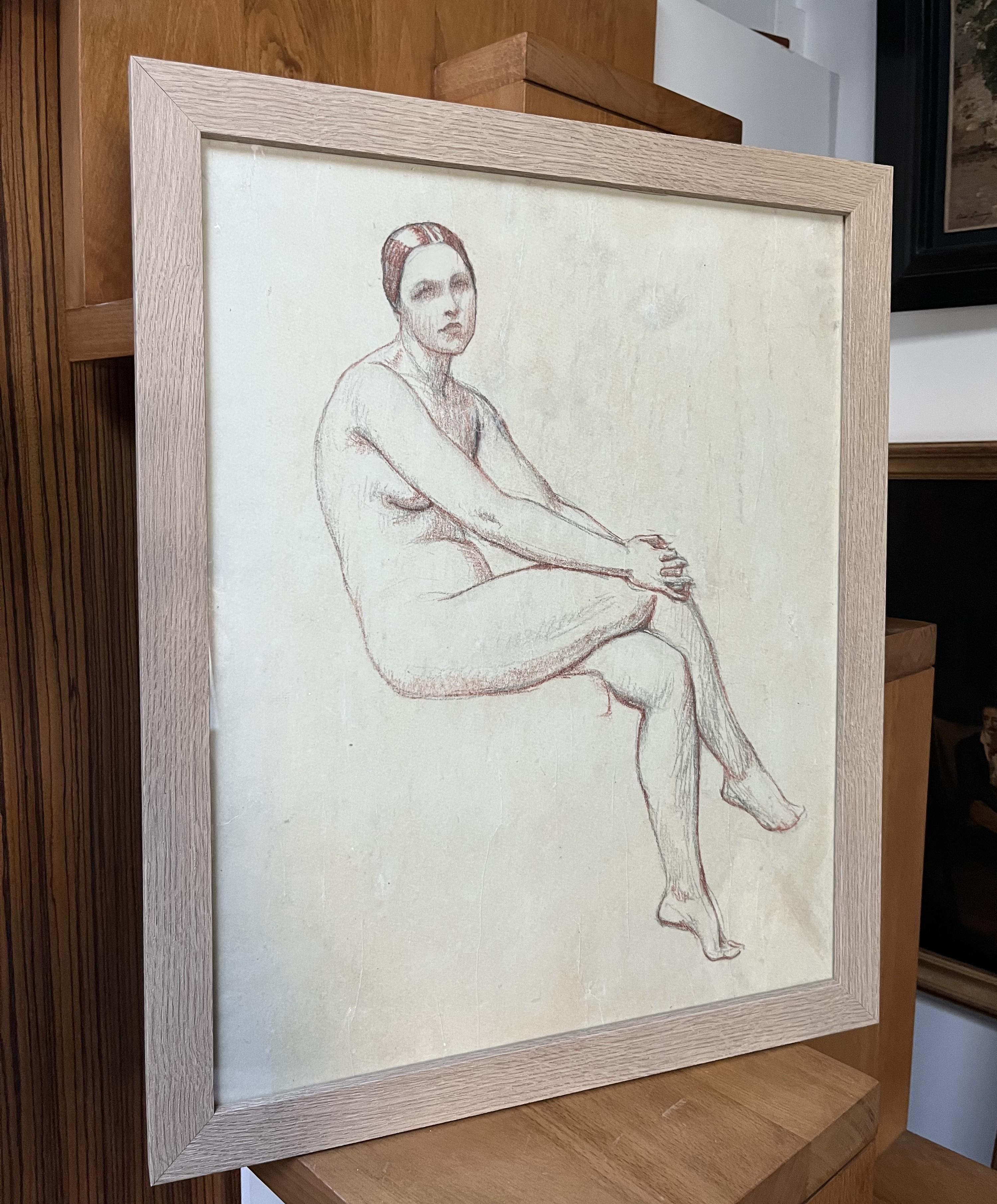 Octave Denis Victor Guillonnet (1872 - 1967)  Une femme nue assise, dessinant en vente 1