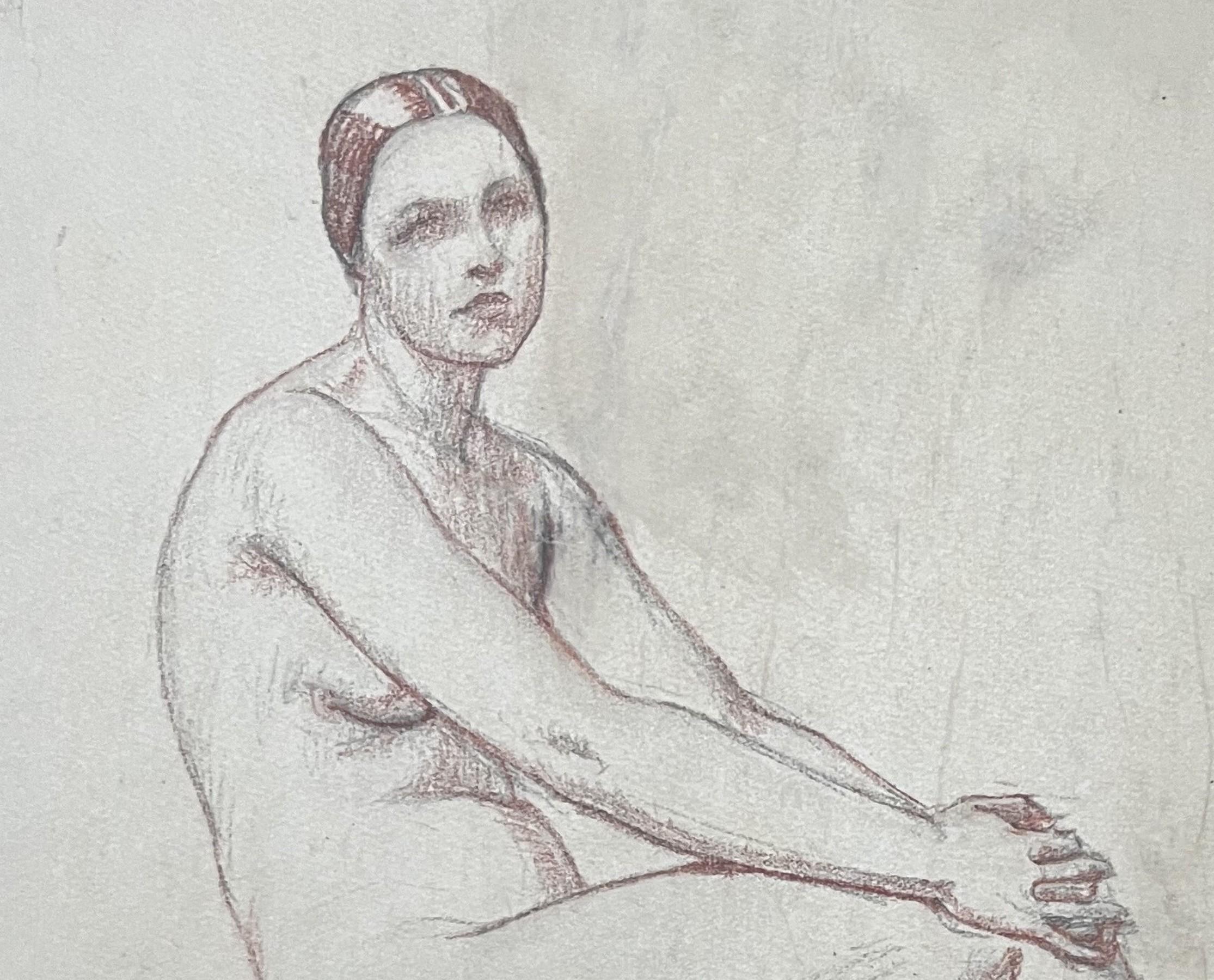 Octave Denis Victor Guillonnet (1872 - 1967)  Une femme nue assise, dessinant en vente 2