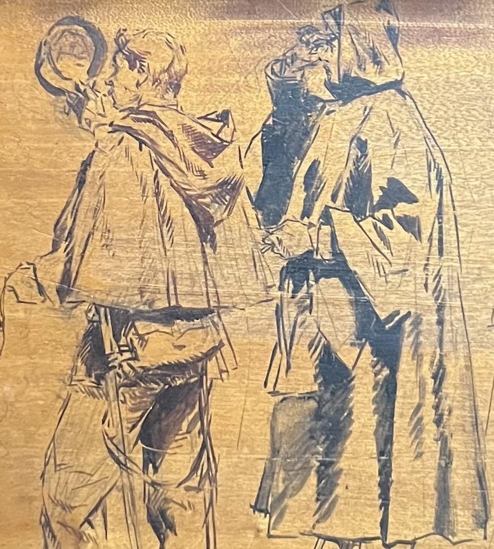 Edouard Detaille (1848 1912) Soldiers, une étude, encre sur bois - Académique Art par Jean Baptiste Édouard Detaille