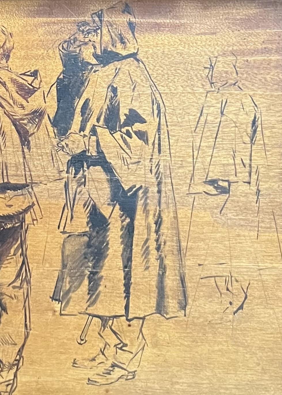 Edouard Detaille (1848 1912) Soldiers, une étude, encre sur bois en vente 1
