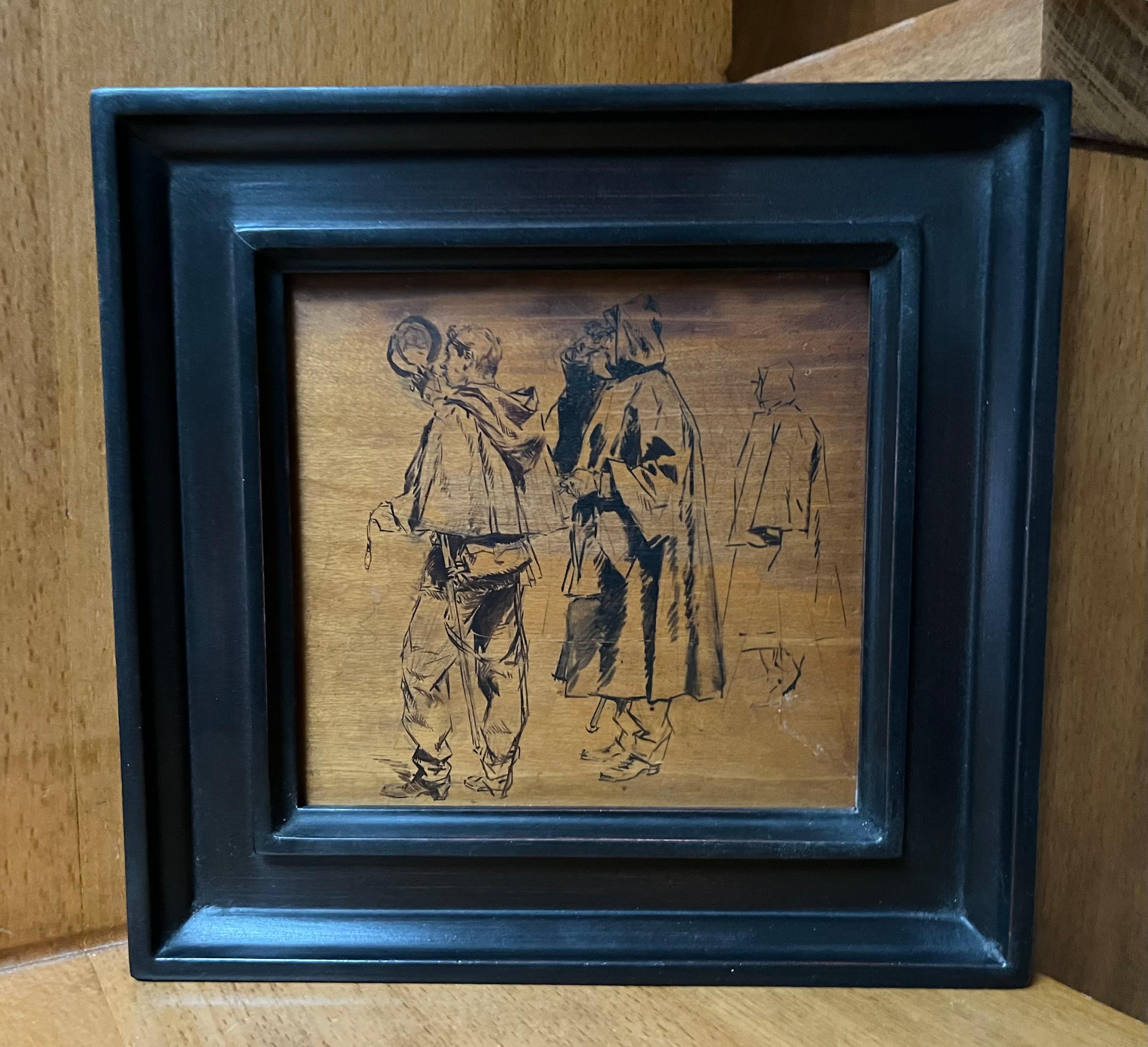Edouard Detaille (1848 1912) Soldiers, une étude, encre sur bois en vente 3
