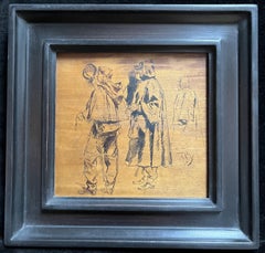 Edouard Detaille (1848 1912) Soldiers, a study, ink on wood