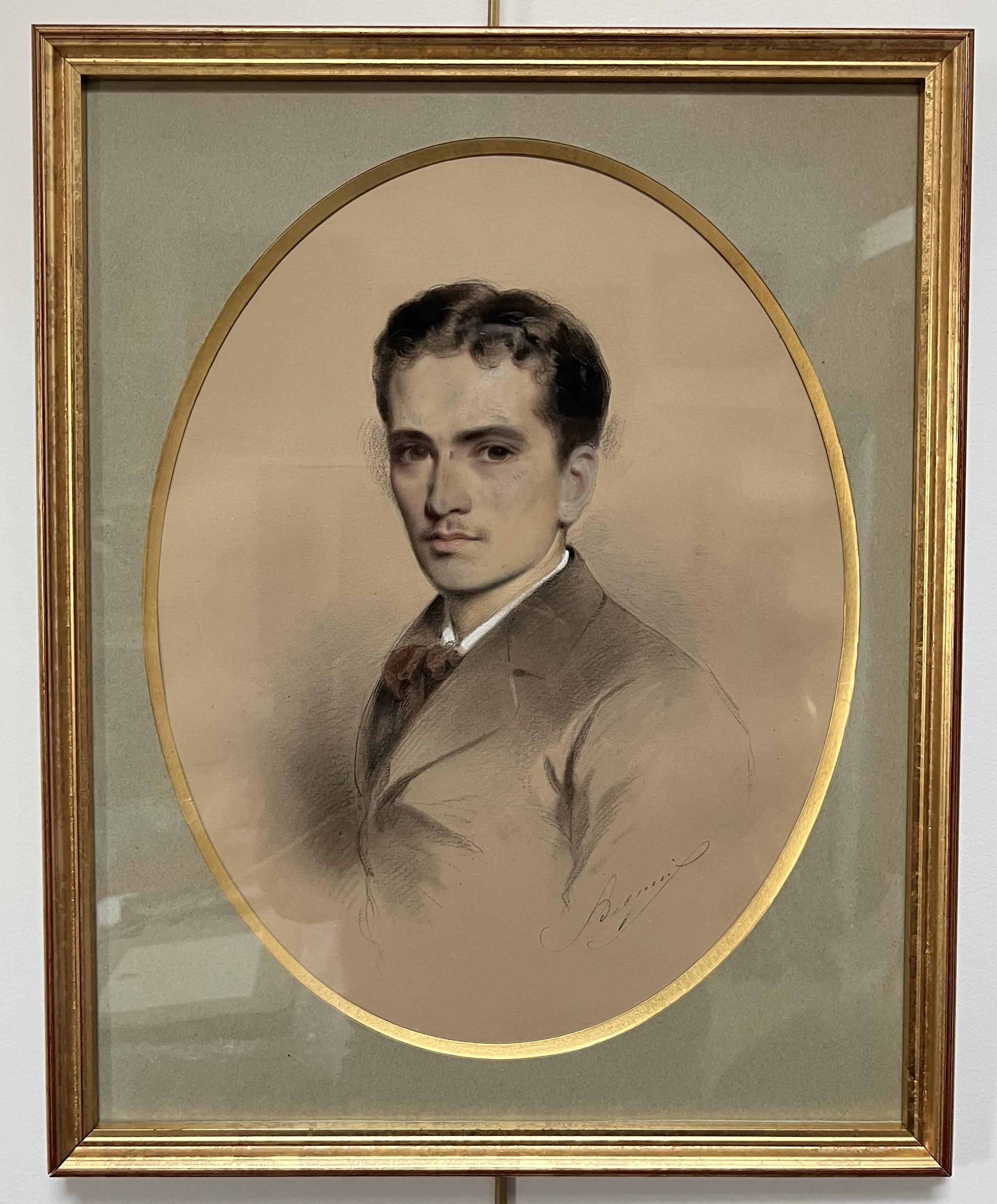 École française du XIXe siècle, Portrait d'un jeune homme, dessin signé - Romantique Art par Unknown