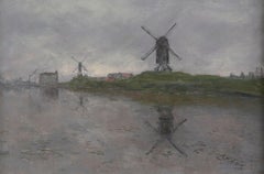 Siebe Johannes Ten Cate (1858-1908)  Bruges, Windmühlenkanal, 1894, Pastell signiert