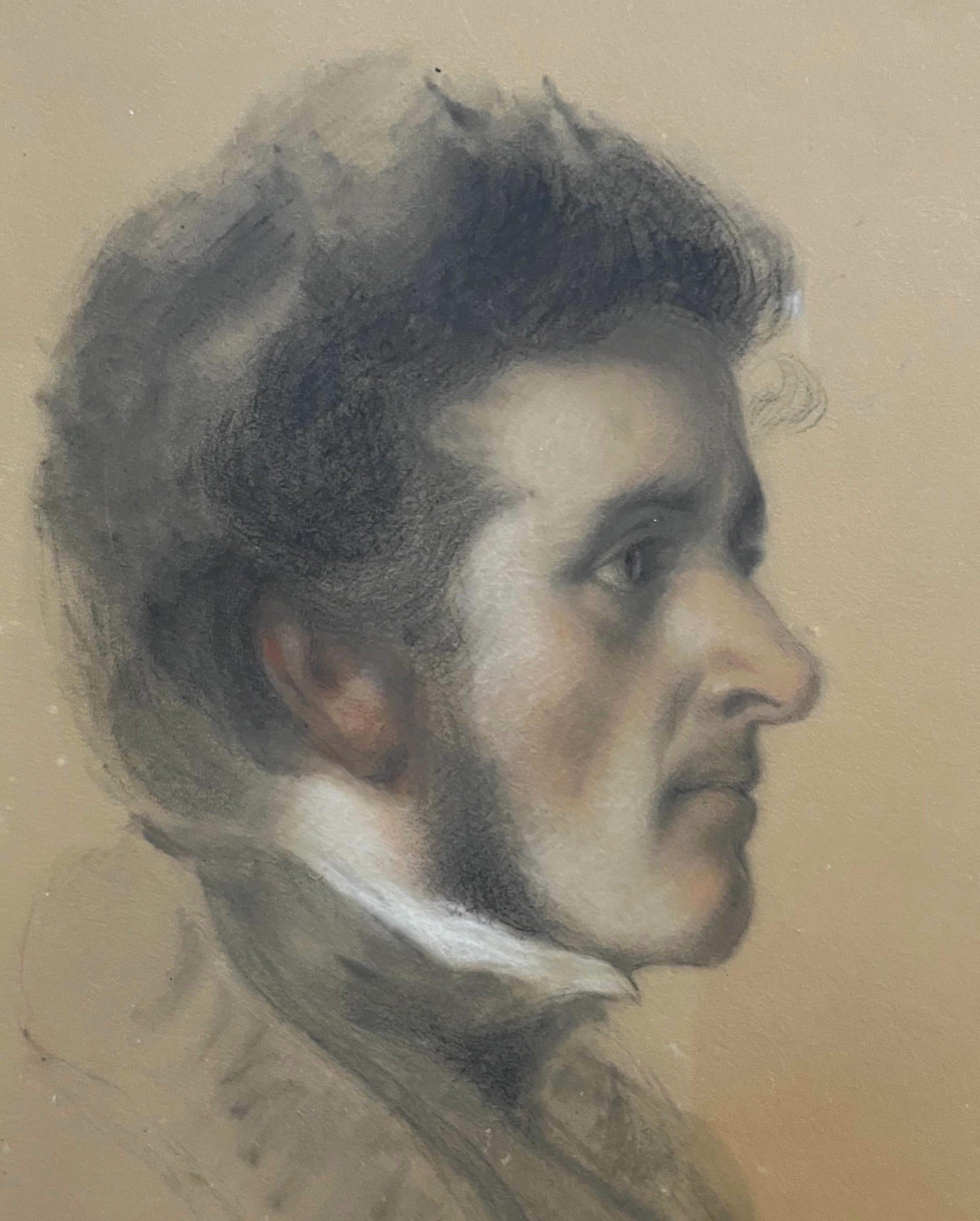 Auguste Legras (1817-1887) Porträt eines jungen Mannes im Profil, Zeichnung signiert im Angebot 4