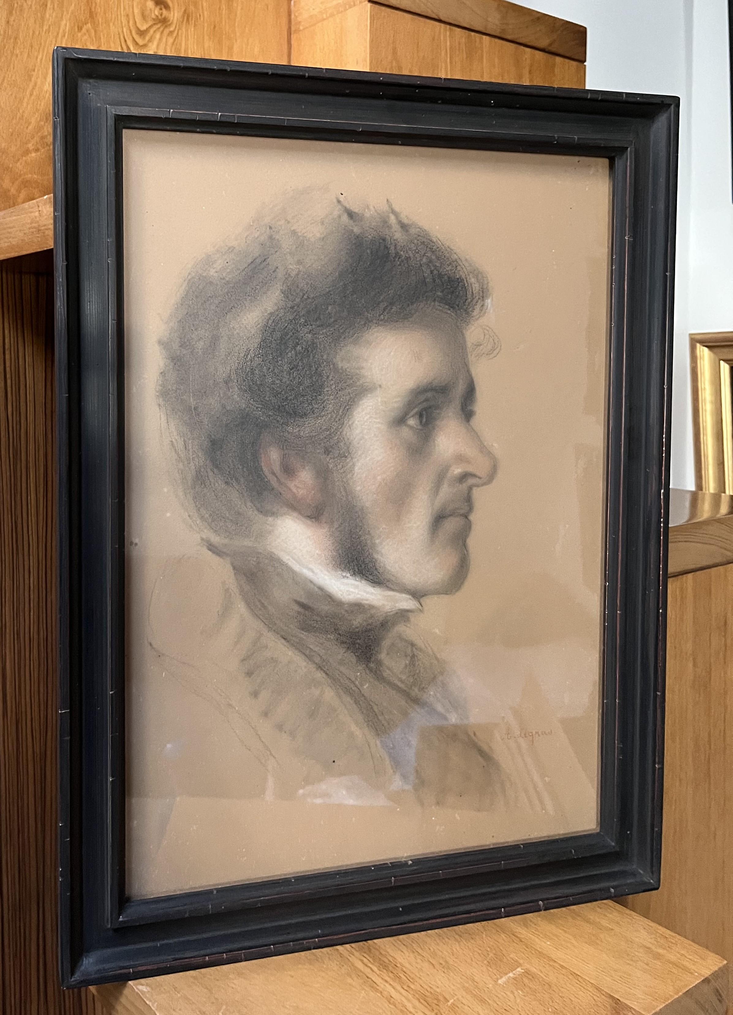 Auguste Legras (1817-1887) Porträt eines jungen Mannes im Profil, Zeichnung signiert im Angebot 8