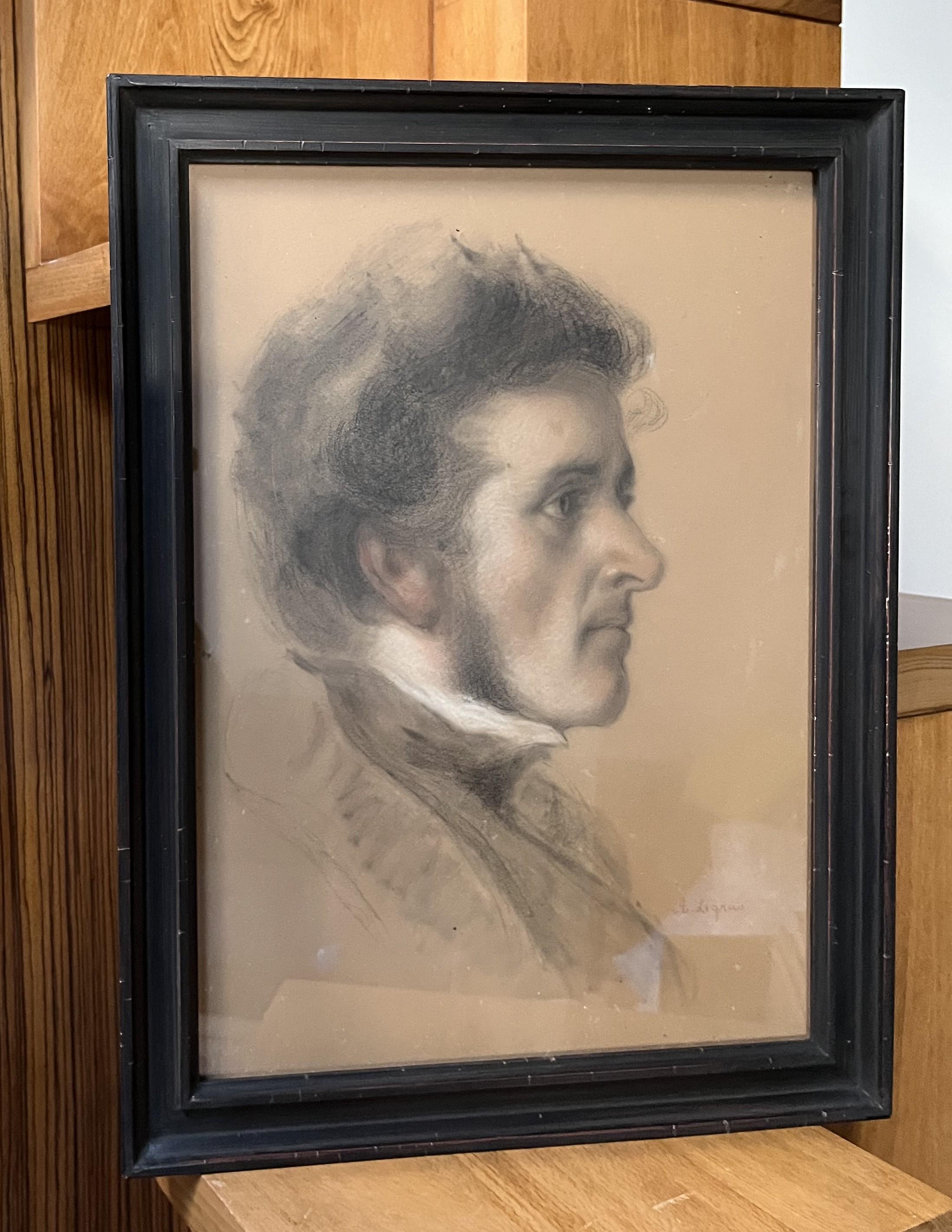 Auguste Legras (1817-1887) Porträt eines jungen Mannes im Profil, Zeichnung signiert im Angebot 7