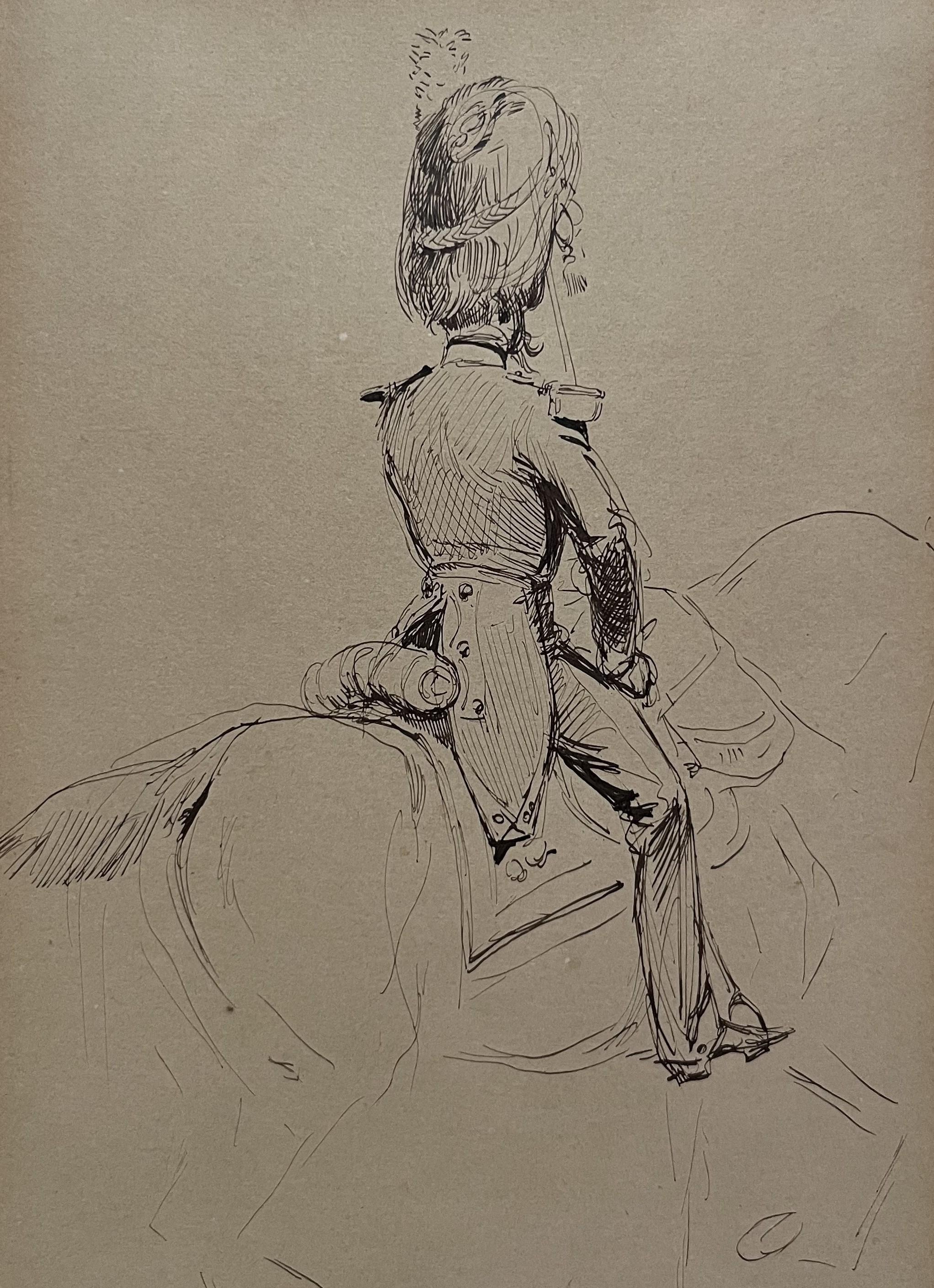 Edouard Detaille (1848 1912) Ufficiale della Gendarmeria Impériale, disegno