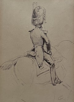 Edouard Detaille (1848 1912) An officer of the Gendarmerie Impériale, drawing