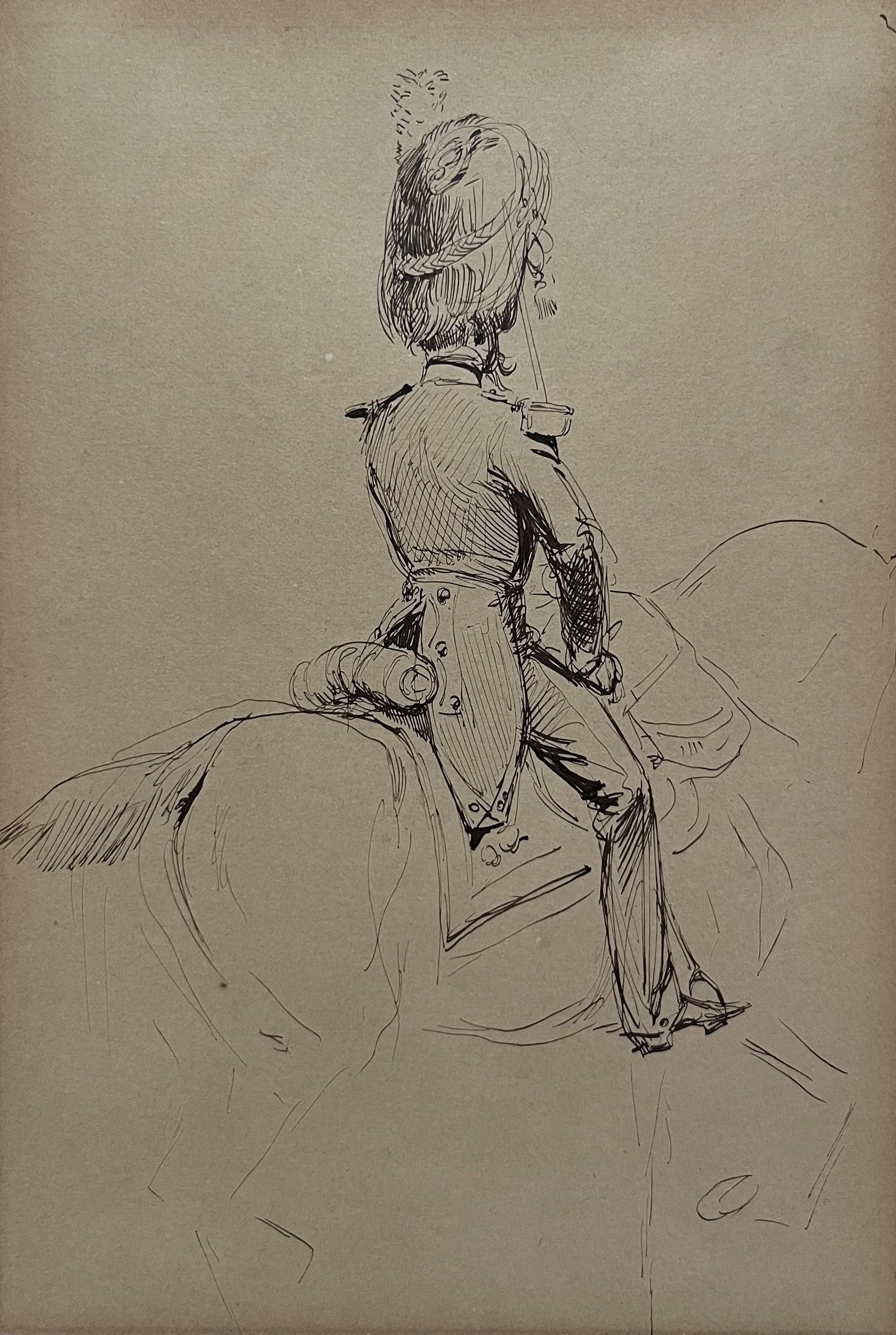 Edouard Detaille (1848 1912) An officer of the Gendarmerie Impériale, drawing - Academic Art by Jean Baptiste Édouard Detaille