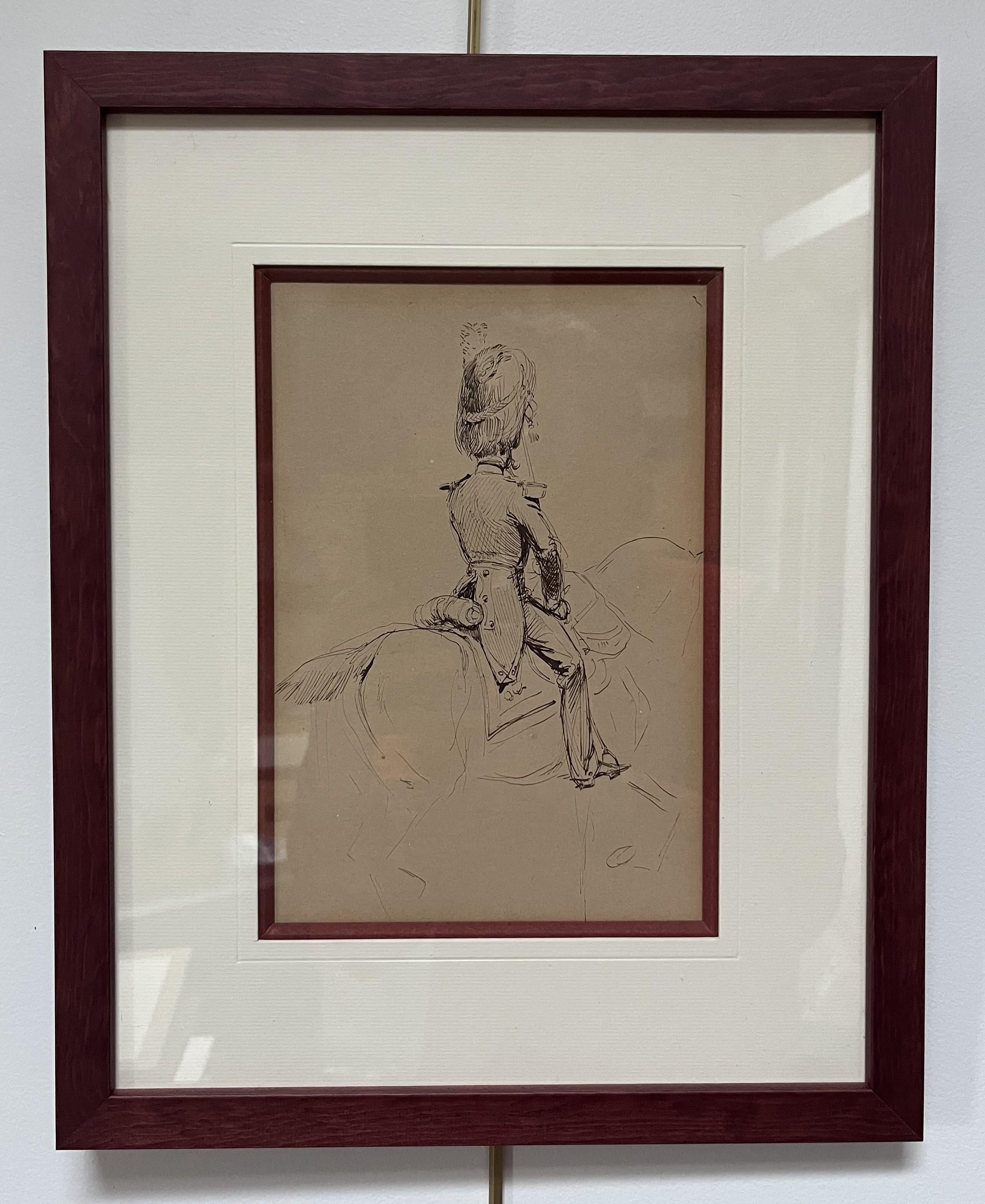 Edouard Detaille (1848 1912) An officer of the Gendarmerie Impériale, drawing - Art by Jean Baptiste Édouard Detaille