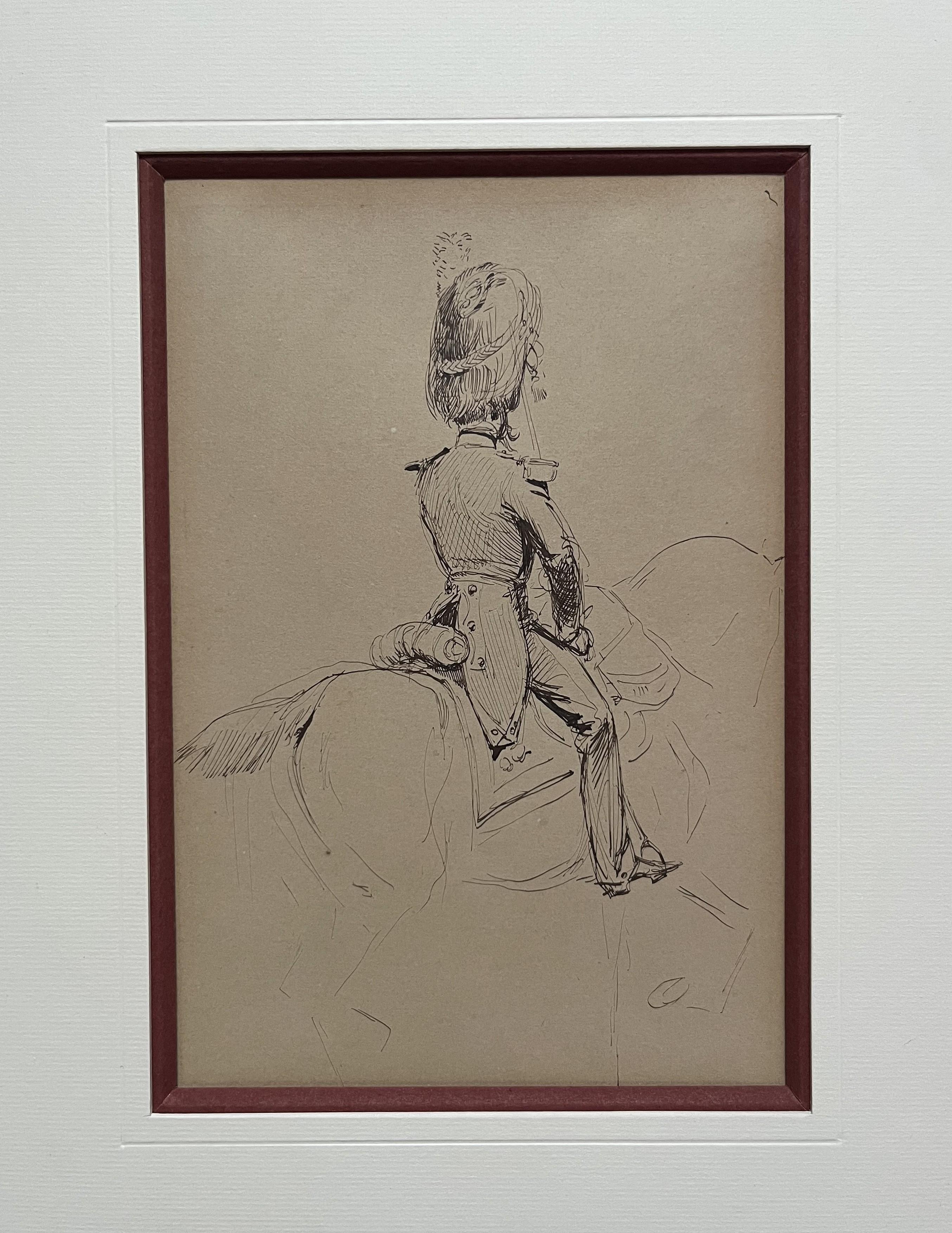Edouard Detaille (1848 1912) An officer of the Gendarmerie Impériale, drawing For Sale 1