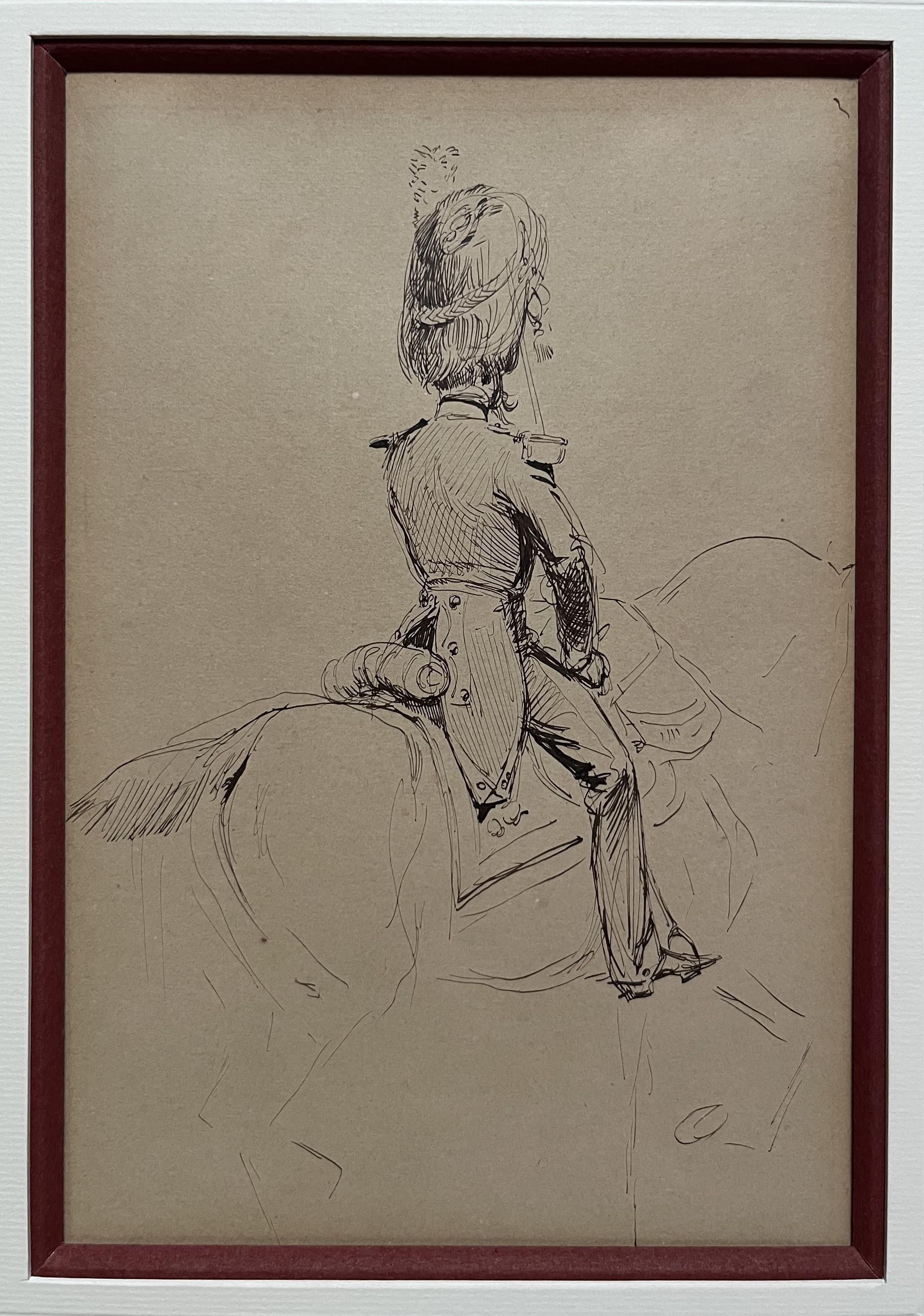 Edouard Detaille (1848 1912) An officer of the Gendarmerie Impériale, drawing For Sale 3