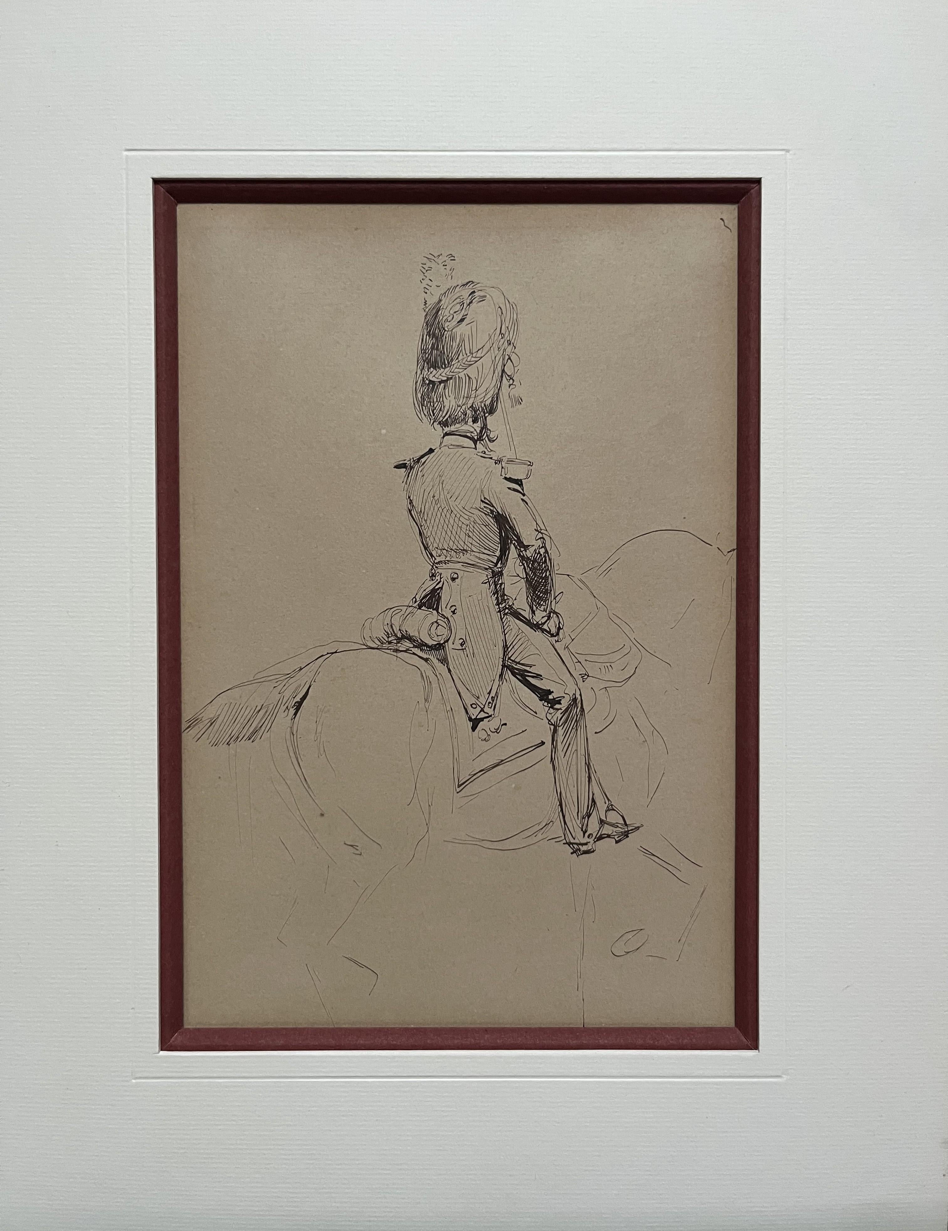 Edouard Detaille (1848 1912) An officer of the Gendarmerie Impériale, drawing For Sale 2