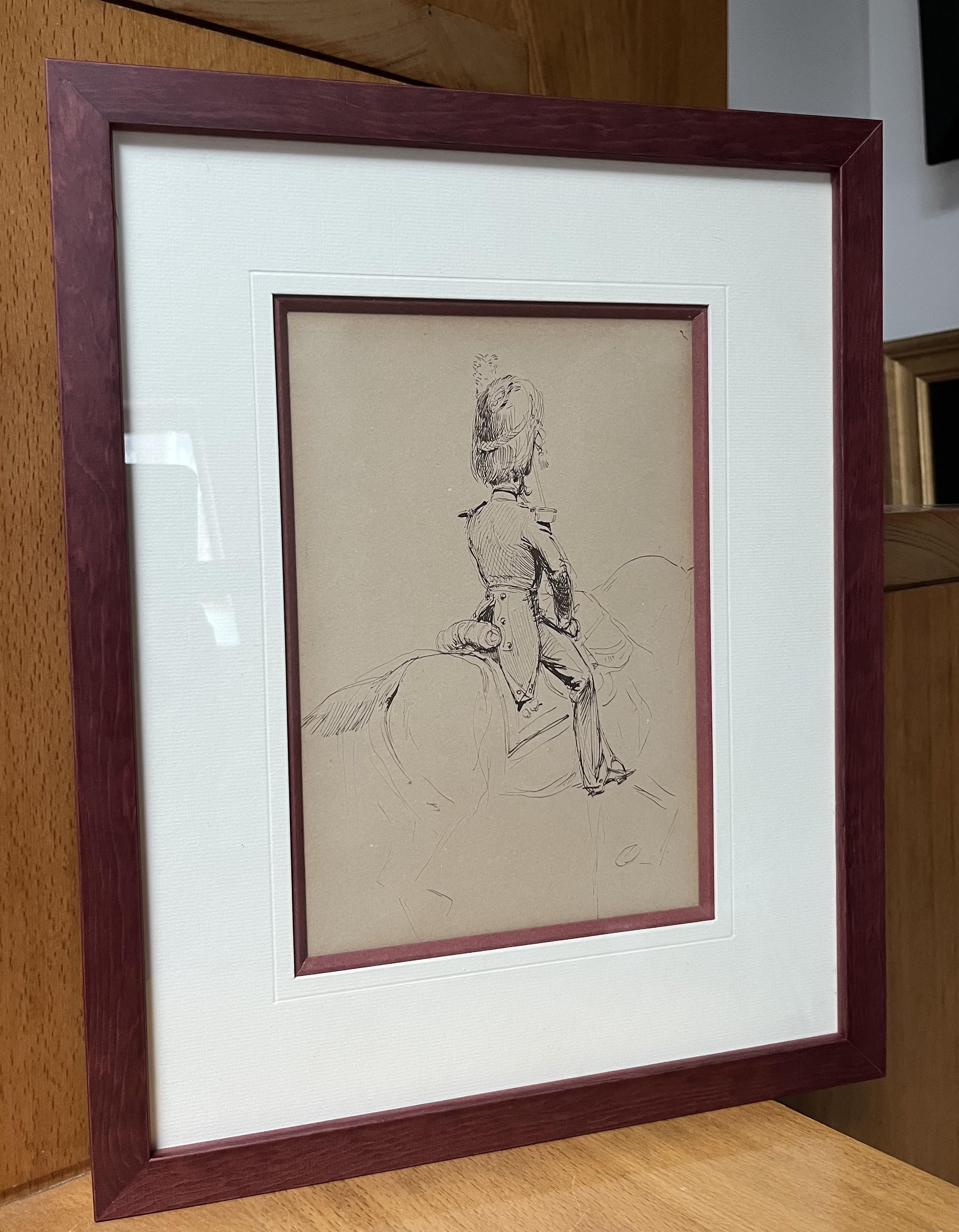 Edouard Detaille (1848 1912) An officer of the Gendarmerie Impériale, drawing For Sale 6