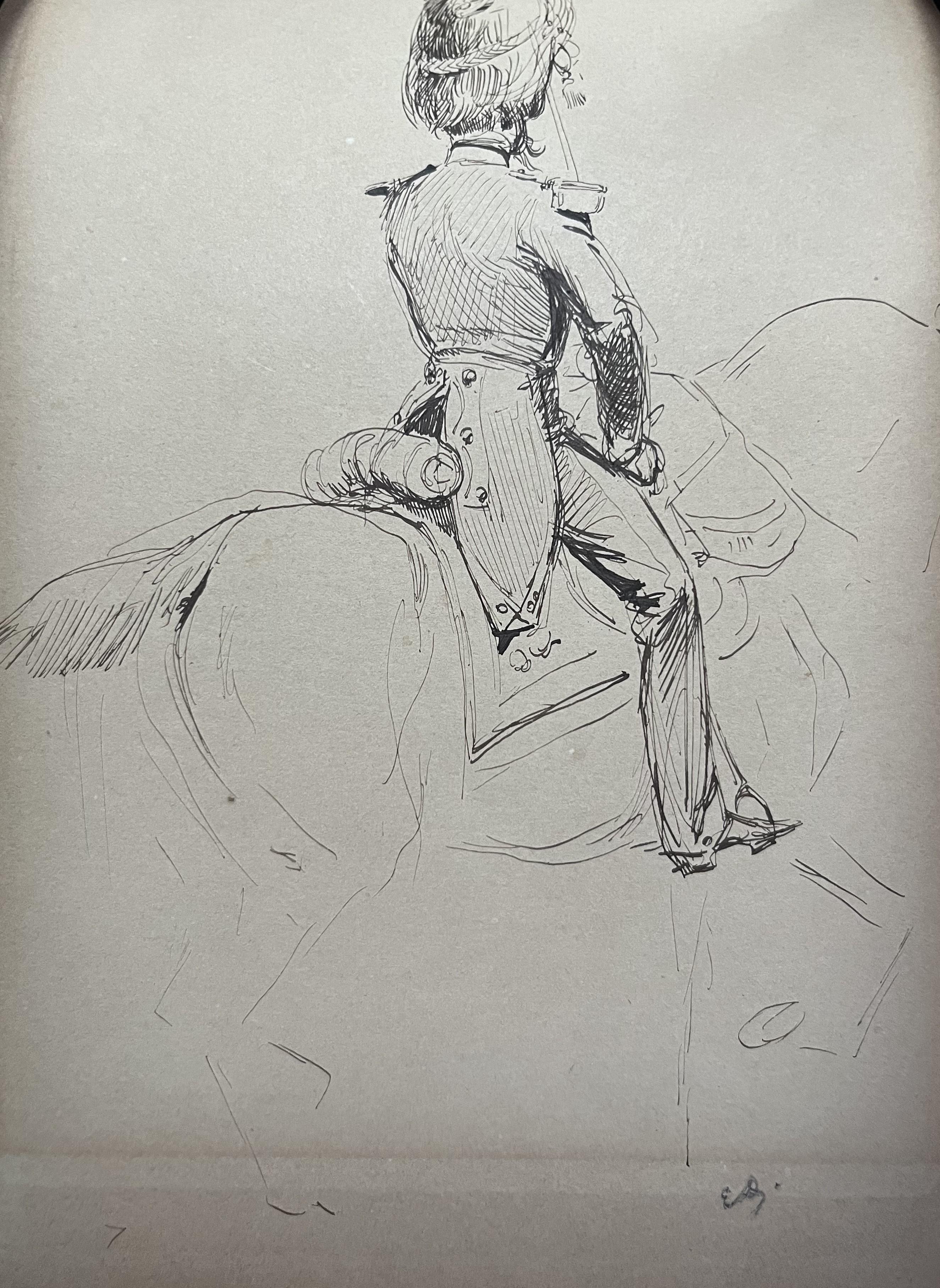 Edouard Detaille (1848 1912) An officer of the Gendarmerie Impériale, drawing For Sale 4