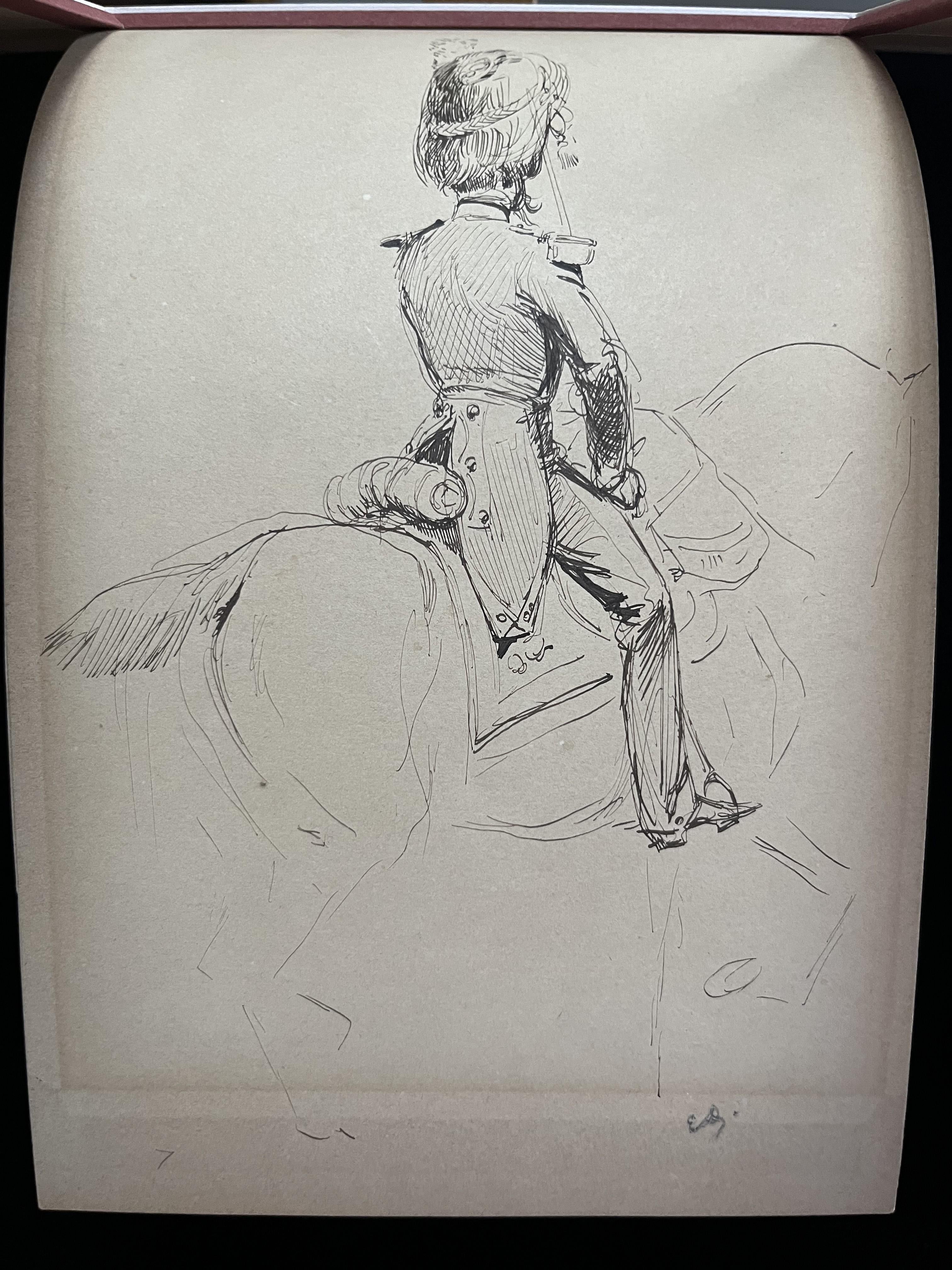 Edouard Detaille (1848 1912) An officer of the Gendarmerie Impériale, drawing For Sale 5