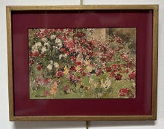 Paul Lecomte (1842-1920) Blumenbett, signiertes Aquarell