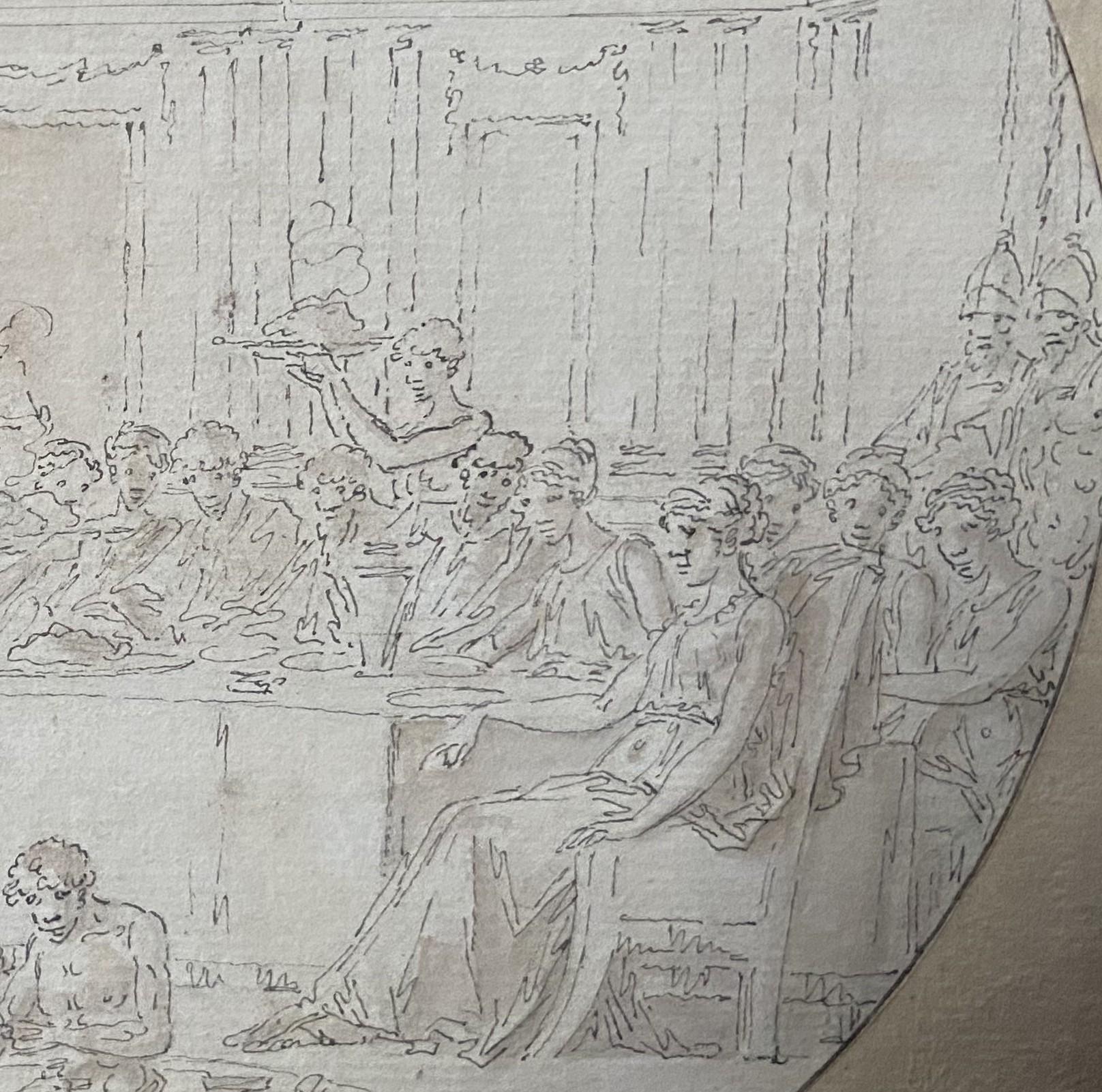 Louis-Félix de La Rue (1730-1777) Eine Bankettszene, Zeichnung im Angebot 1