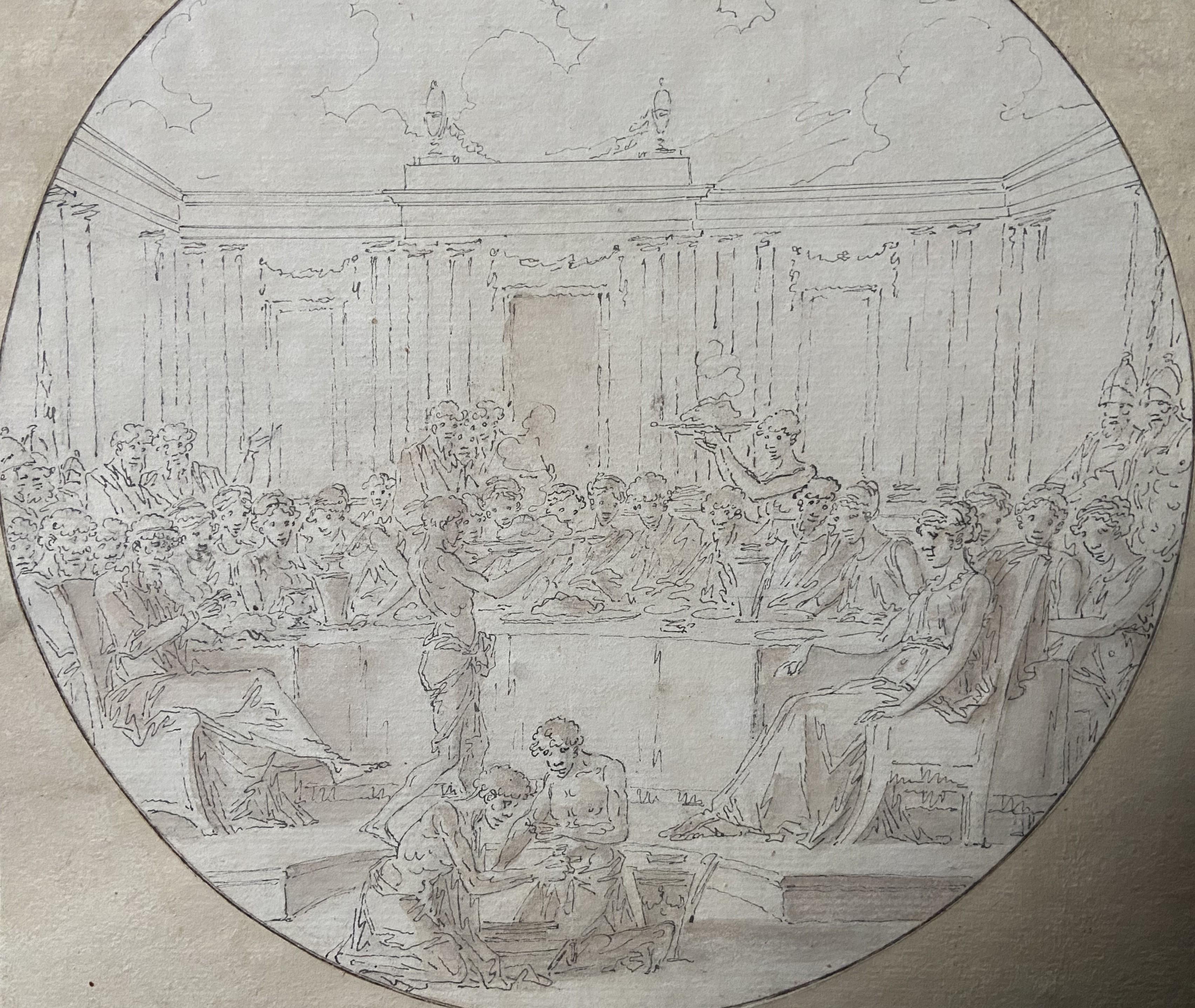 Louis-Félix de La Rue (1730-1777) Eine Bankettszene, Zeichnung (Alte Meister), Art, von Louis-Félix Delarue