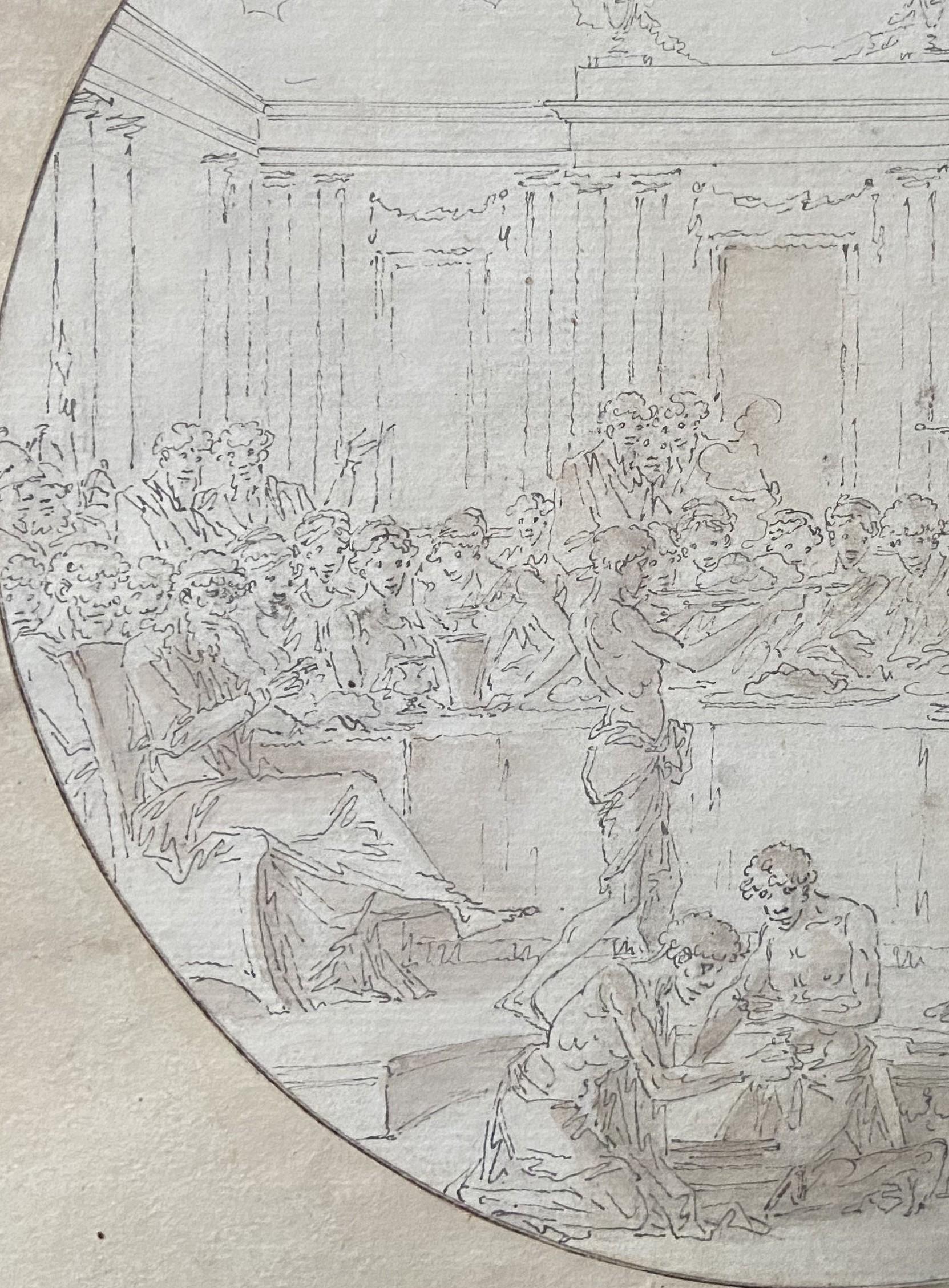 Louis-Félix de La Rue (1730-1777) Eine Bankettszene, Zeichnung im Angebot 2