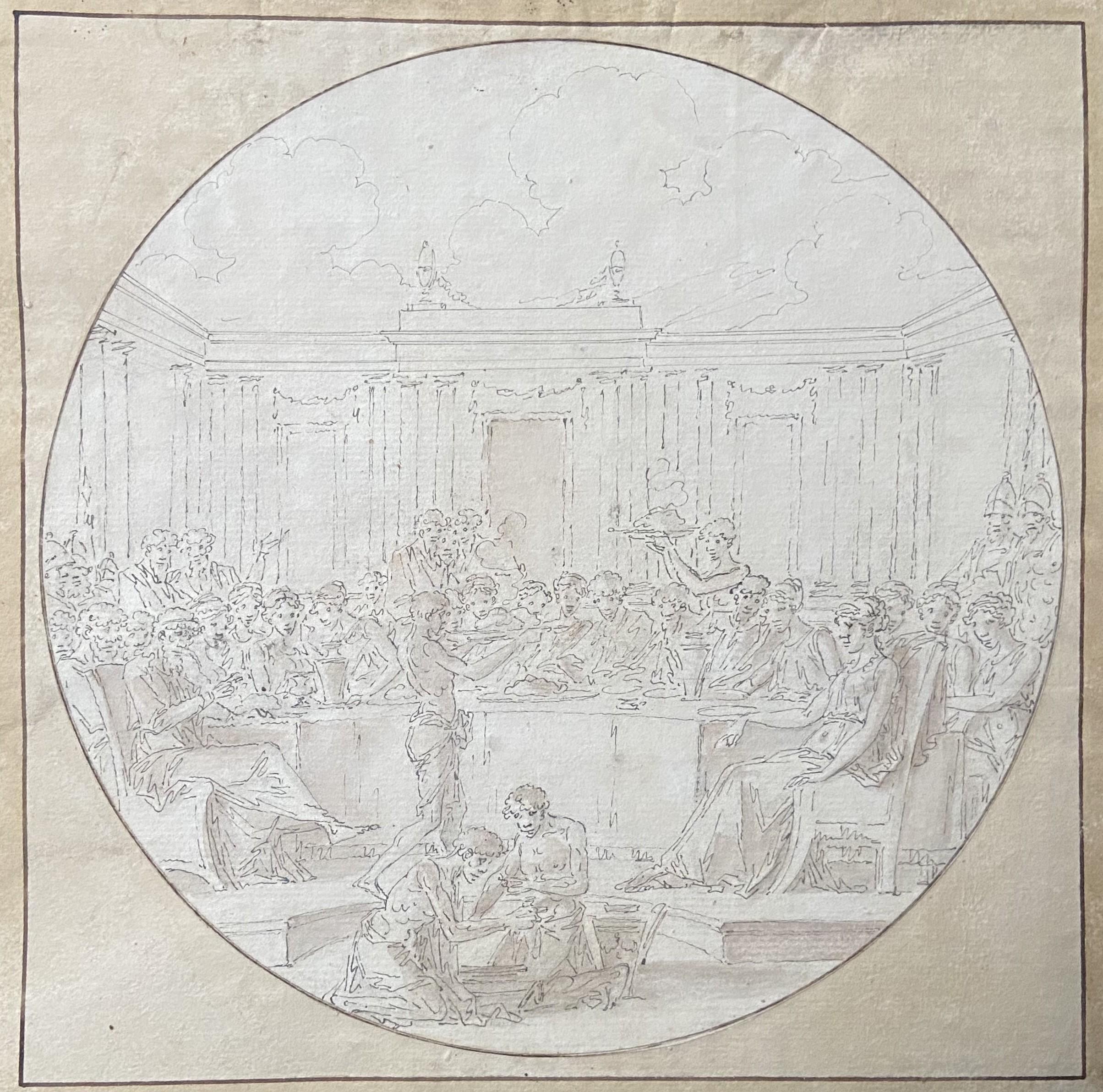 Louis-Félix de La Rue (1730-1777) Eine Bankettszene, Zeichnung im Angebot 7
