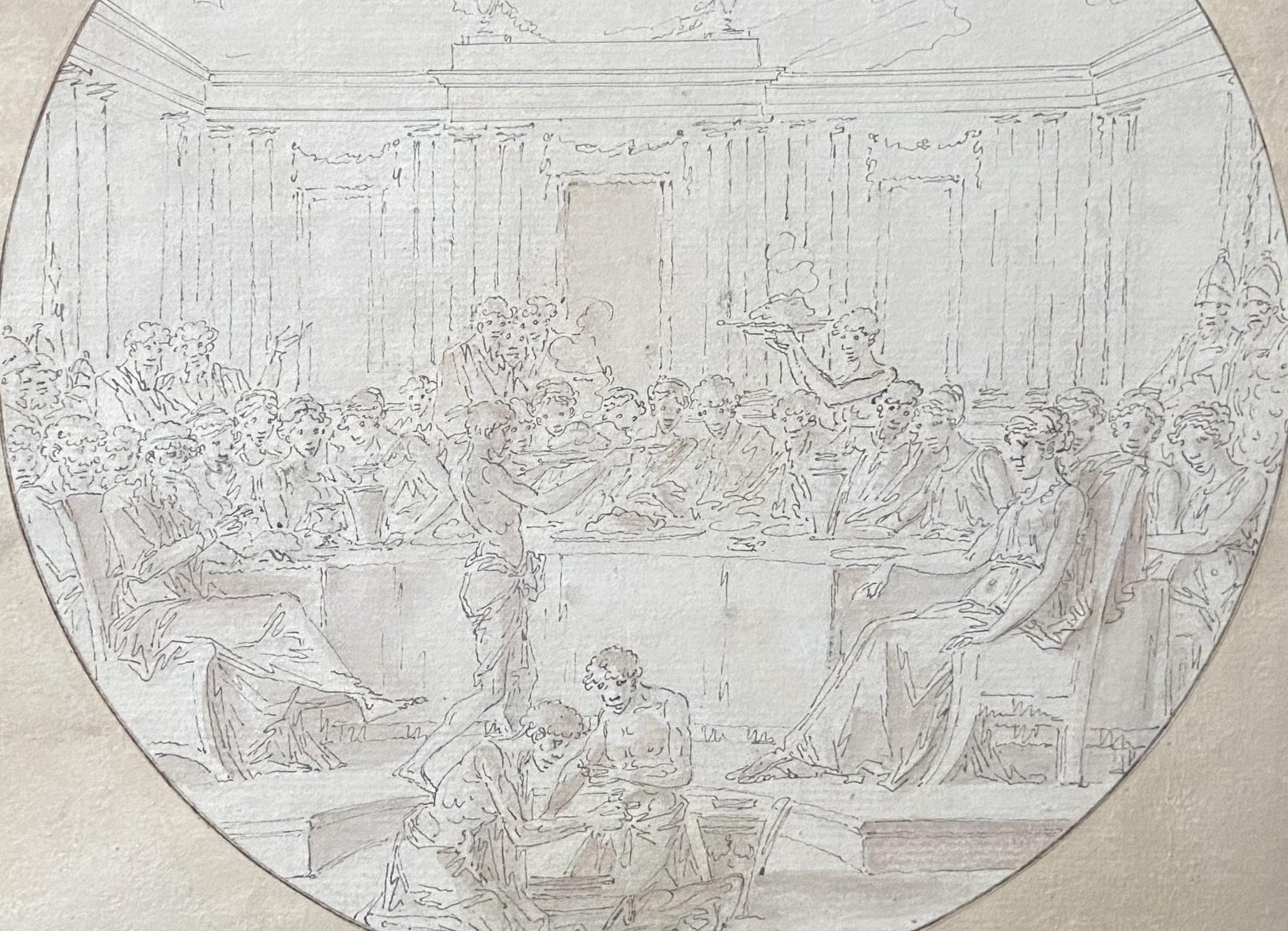 Louis-Félix de La Rue (1730-1777) Eine Bankettszene, Zeichnung im Angebot 3
