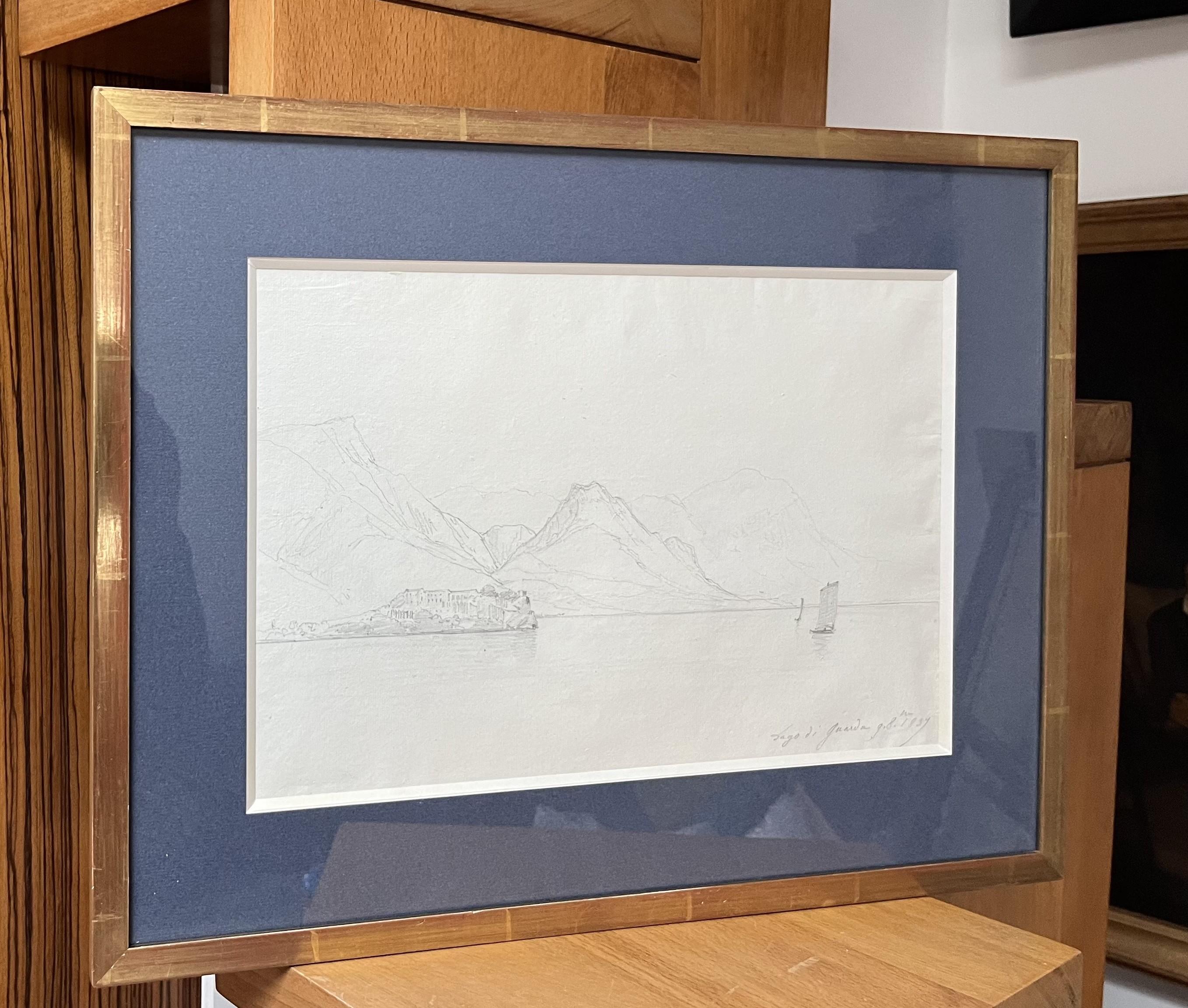 Jules Coignet (1798-1860) Lago di Guarda, 1837, disegno di precisione in vendita 6