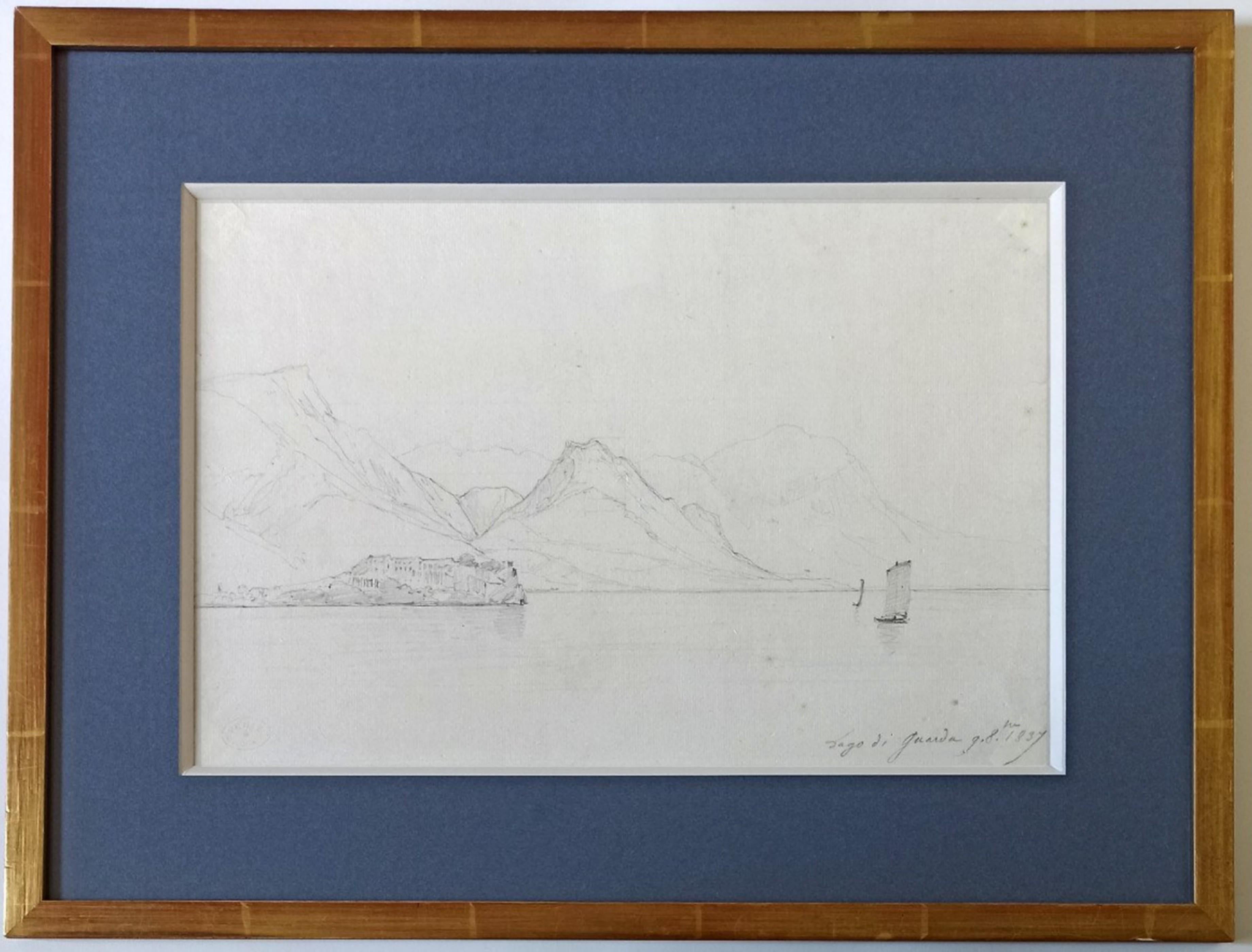 Jules Coignet (1798-1860) 
Lago di Guarda, 1837, 
Inscrito "Lago di Guarda 9 8bre 1837" 
Grafito sobre papel
24 x 35 cm
Enmarcado : 37 x 48 cm

Procedencia : Galerie Paul Prouté, otoño de 1989, catálogo 92, nº 85 (la descripción del catálogo fue