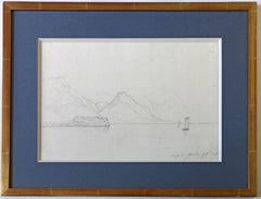 Jules Coignet (1798-1860) Lago di Guarda, 1837, beau dessin
