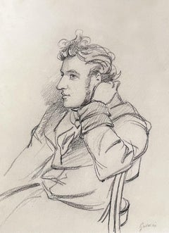 Paul Gavarni (1804-1866) Portrait of a young man, signed drawing