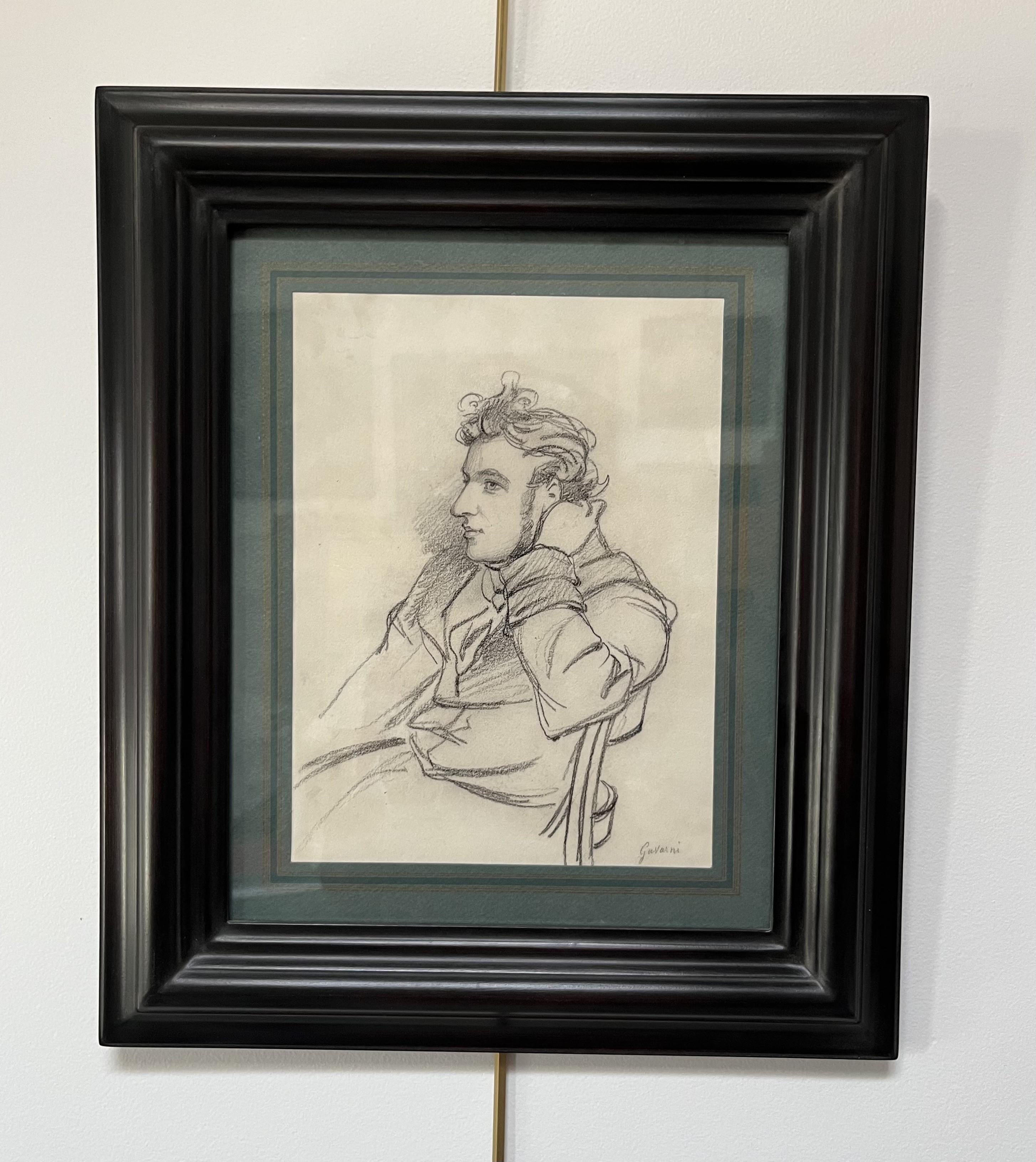 Paul Gavarni (1804-1866) Portrait of a young man, signed drawing For Sale 6