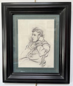 Paul Gavarni (1804-1866) Porträt eines jungen Mannes, signierte Zeichnung