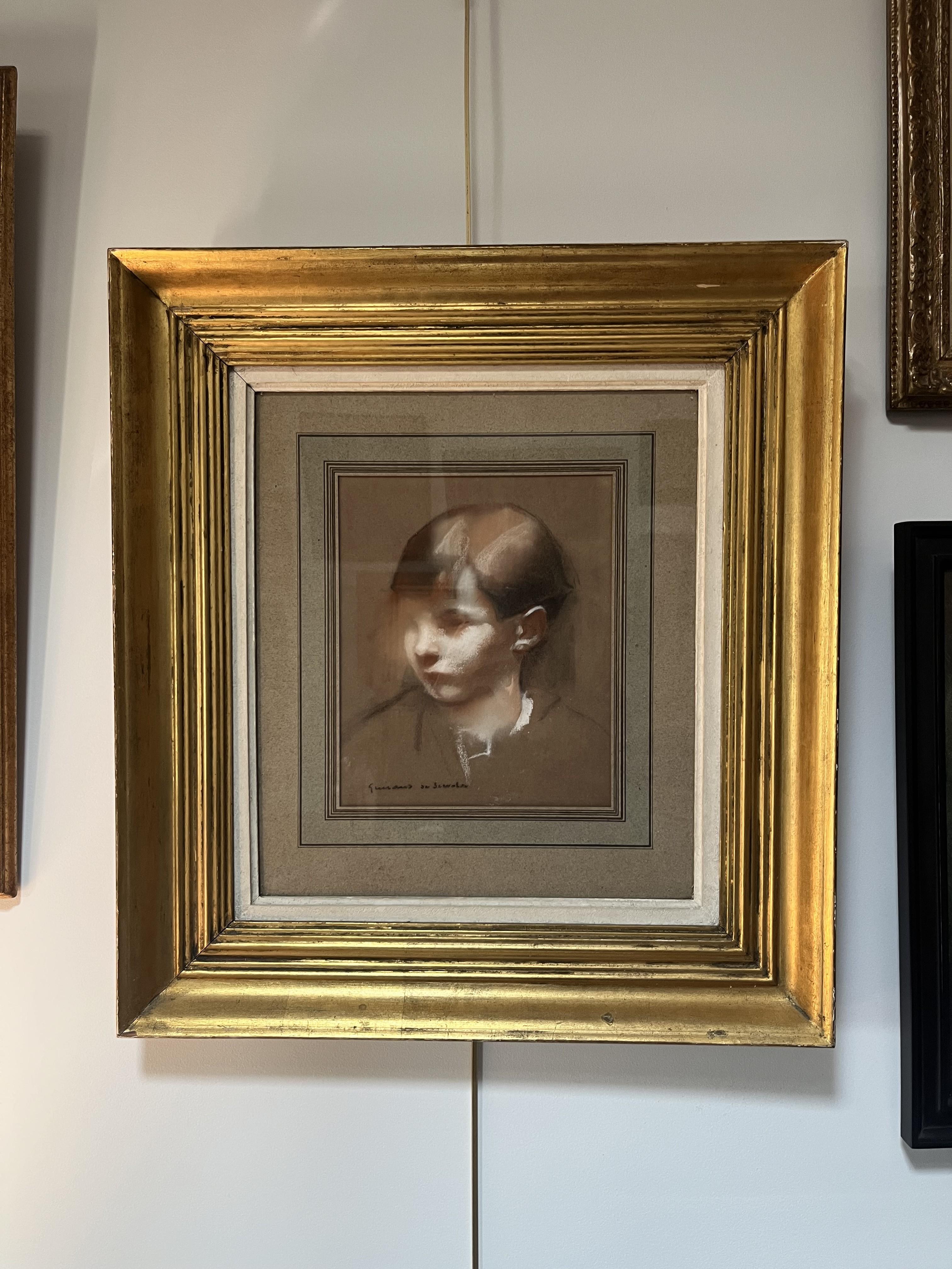 Lucien Victor Guirand de Scevola (1871-1950) Portrait of a boy, signed pastel en vente 4