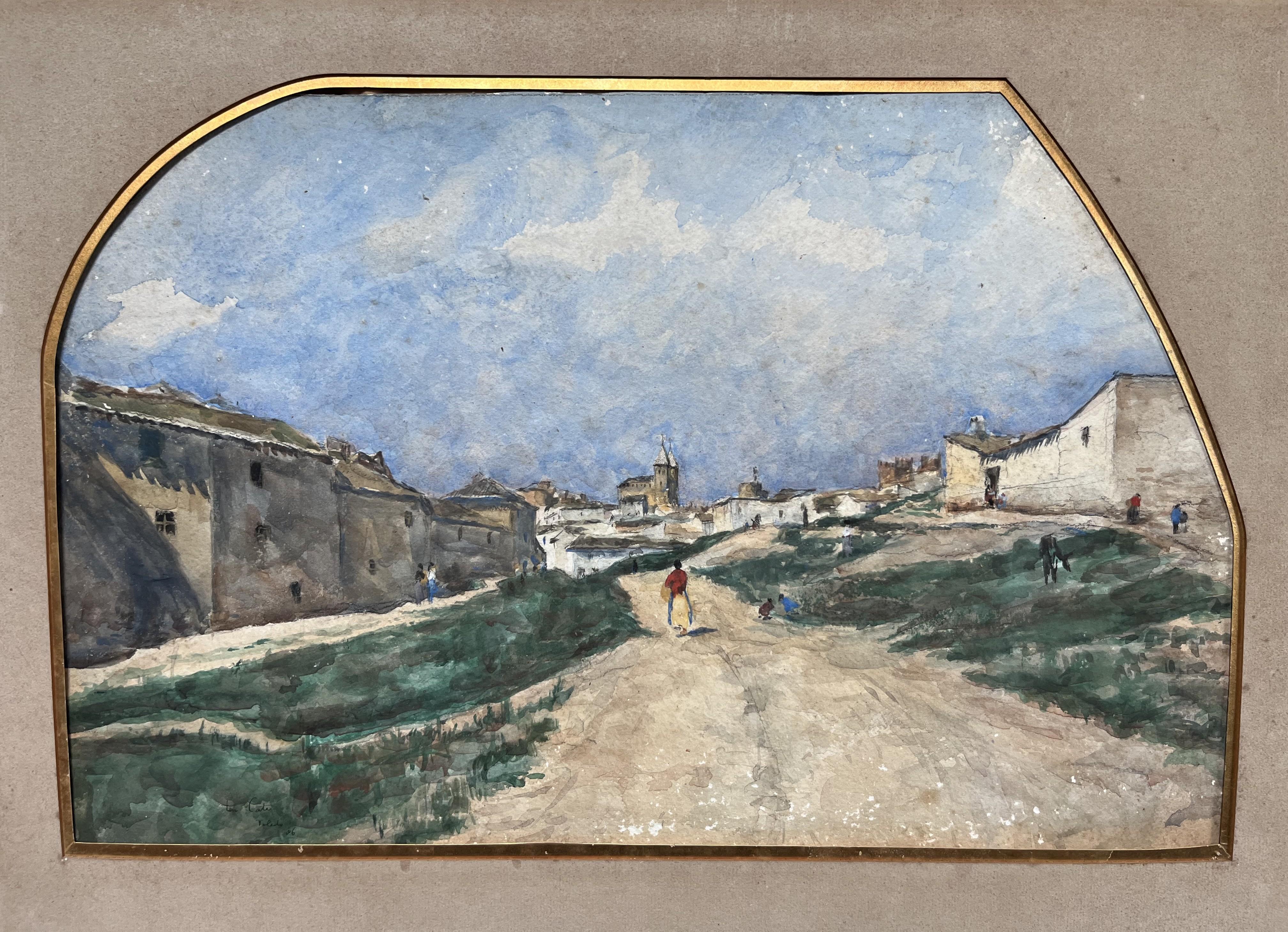 Siebe Johannes Ten Cate (1858-1908)  View of Toledo, 1896, watercolor signed For Sale 2