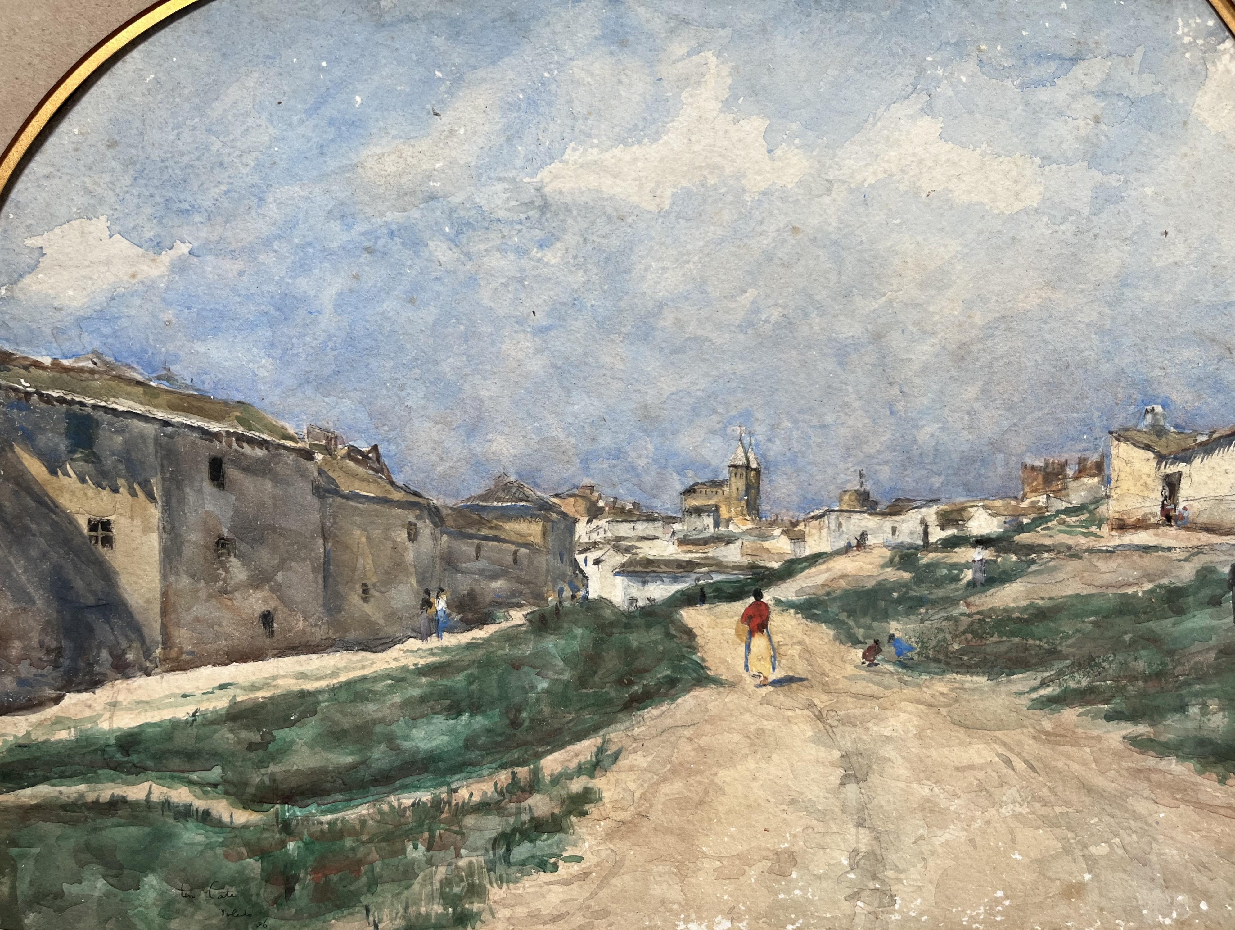 Siebe Johannes Ten Cate (1858-1908)  View of Toledo, 1896, watercolor signed For Sale 5