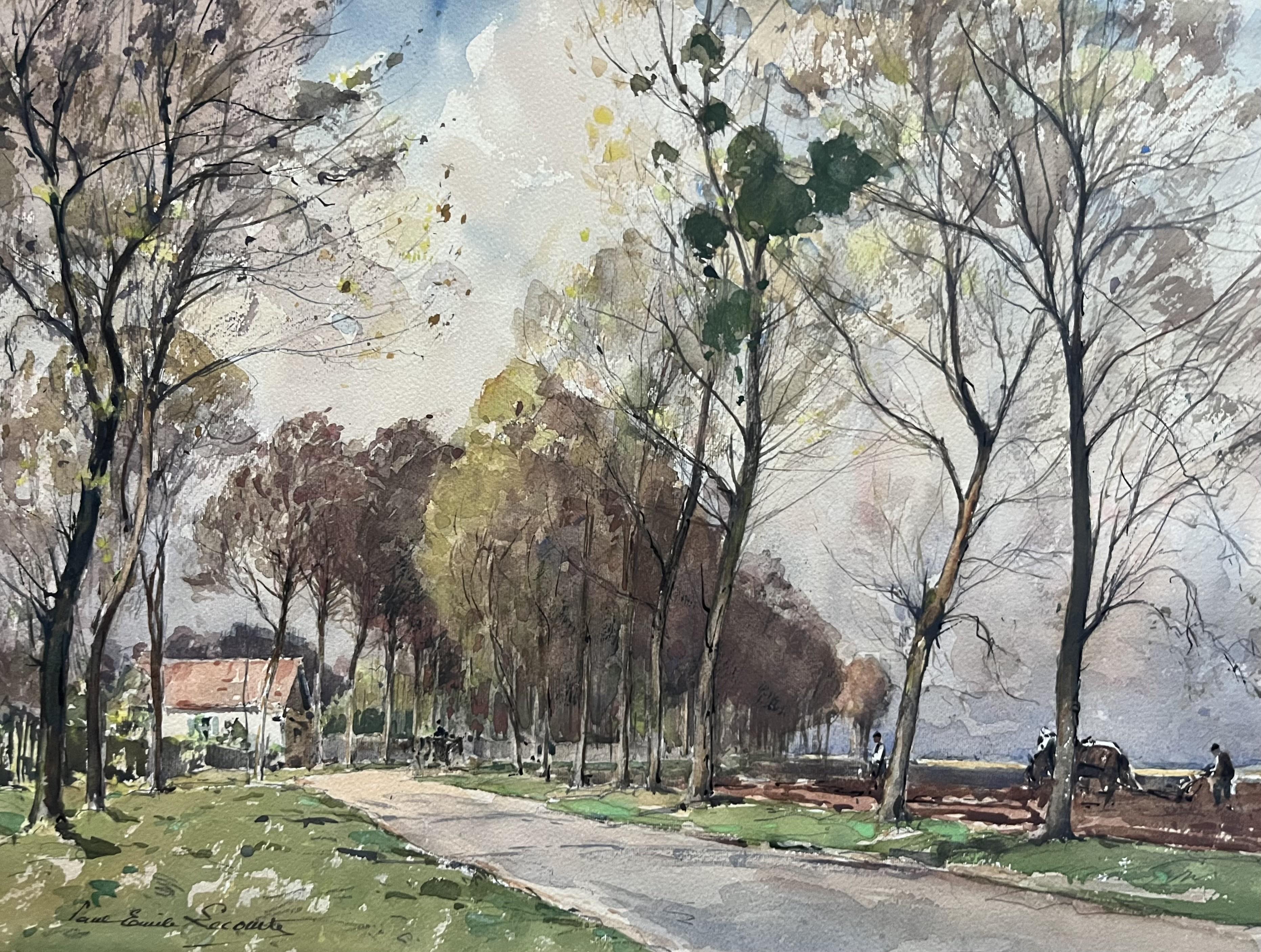 Paul Emile Lecomte (1877-1950)  La Route de Naudy, signed watercolor