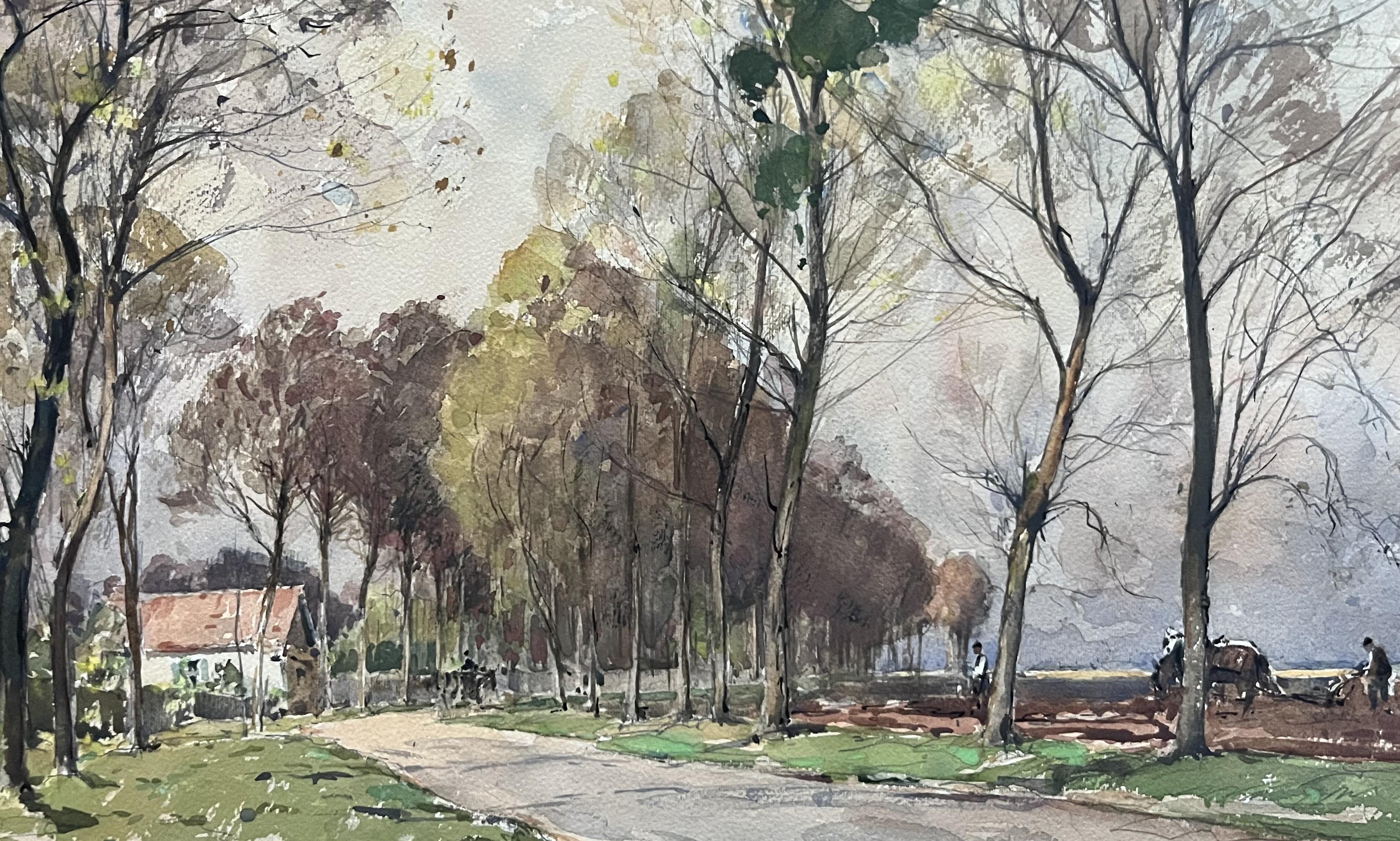 Paul Emile Lecomte (1877-1950)  La Route de Naudy, signed watercolor For Sale 2