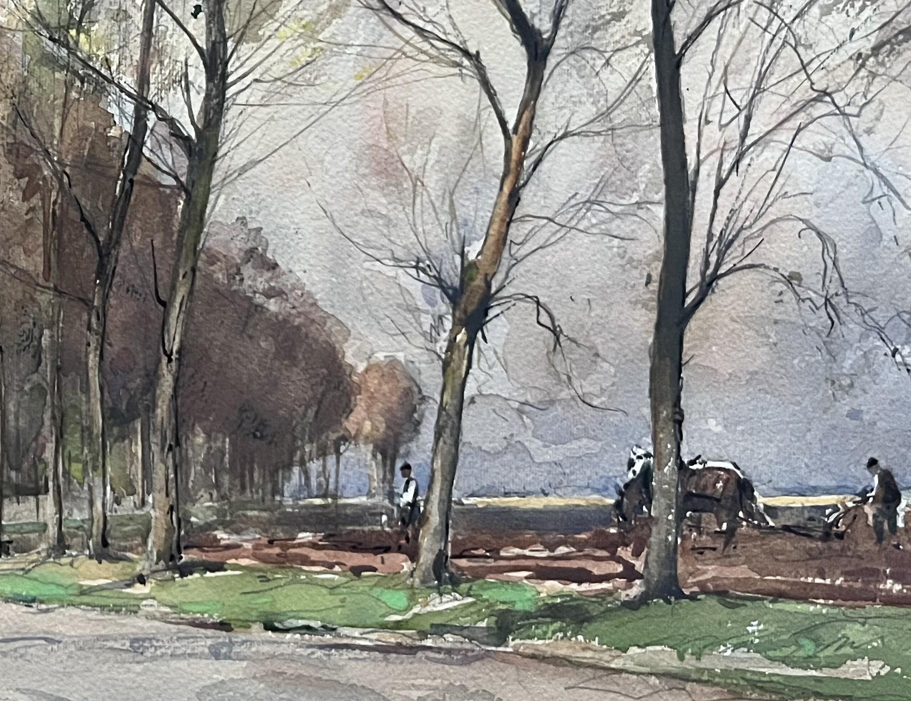 Paul Emile Lecomte (1877-1950)  La Route de Naudy, signed watercolor For Sale 5