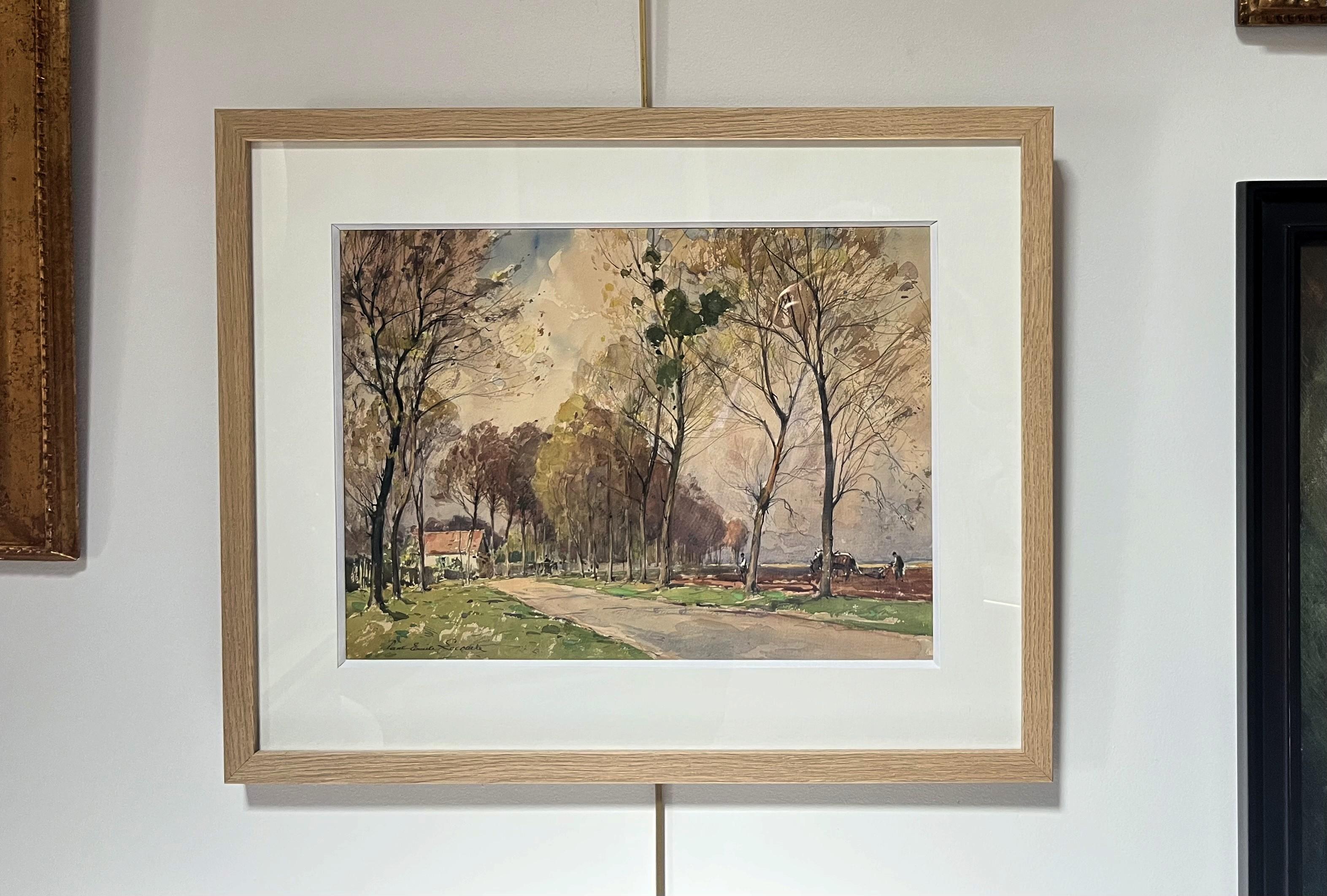 Paul Emile Lecomte (1877-1950)  La Route de Naudy, signed watercolor For Sale 7